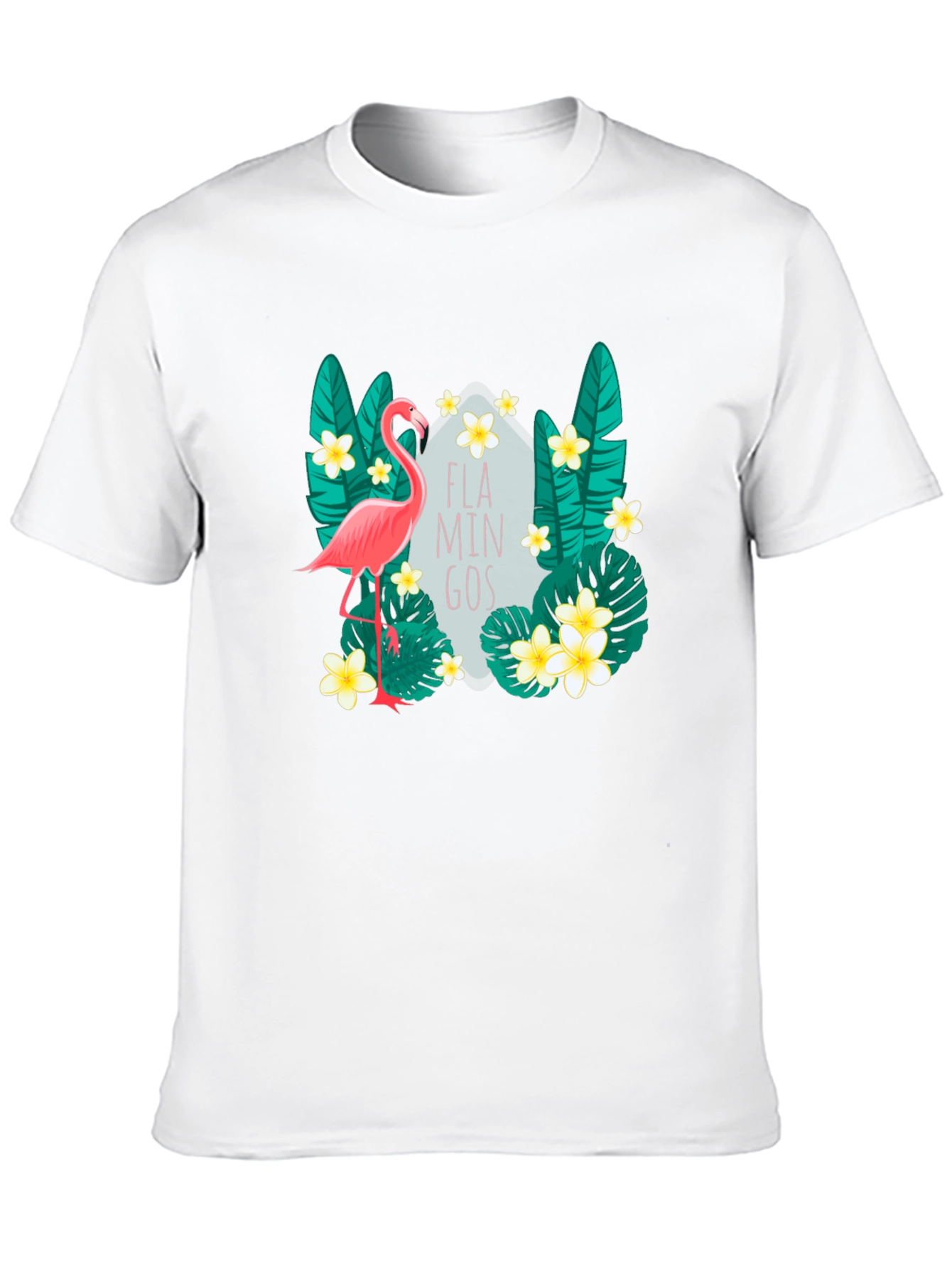 Tropical Flamingo Graphic Tee - Black