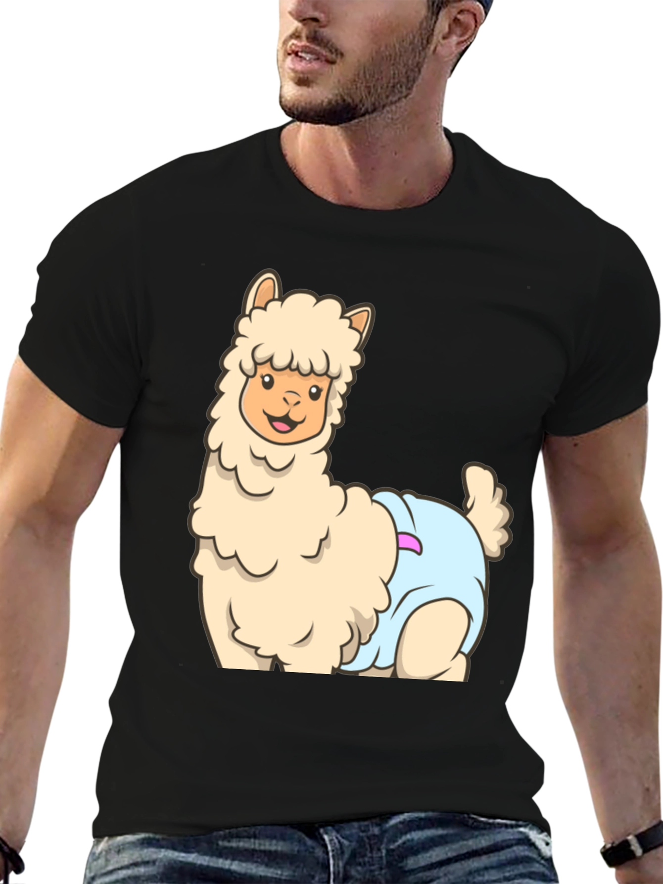 Llama in Diaper Graphic T-Shirt
