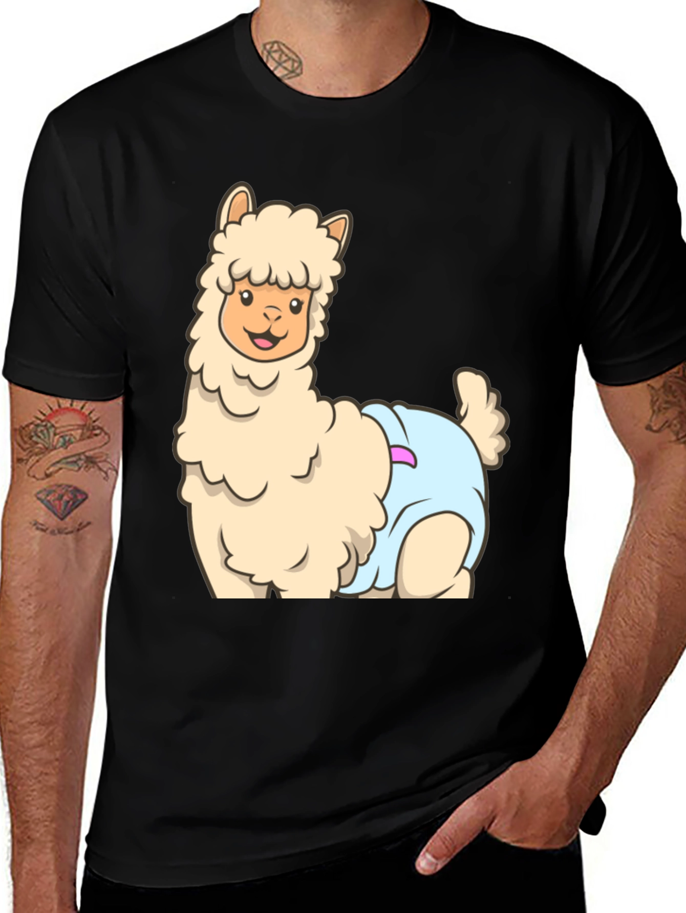 Llama in Diaper Graphic T-Shirt