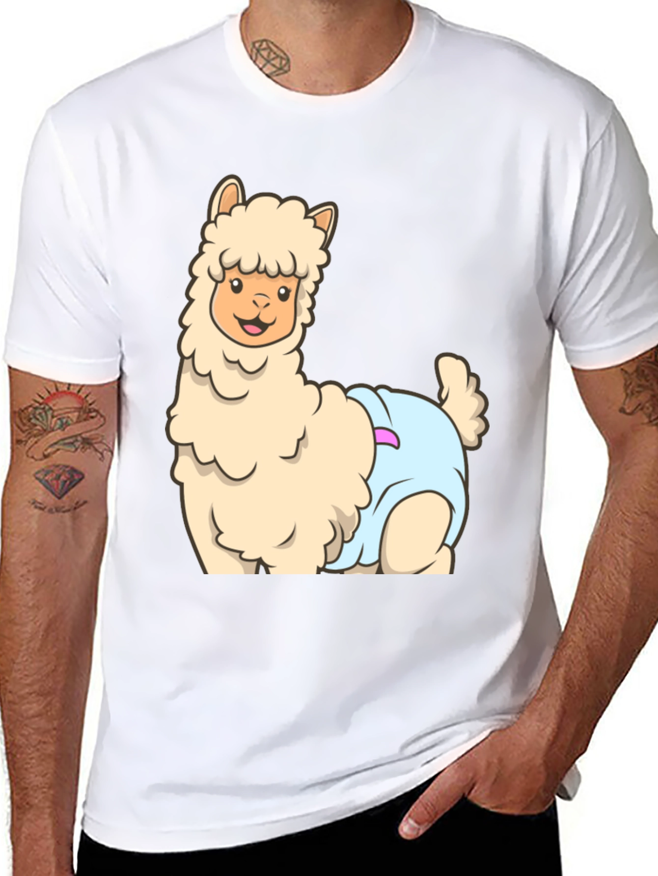 Llama in Diaper Graphic T-Shirt
