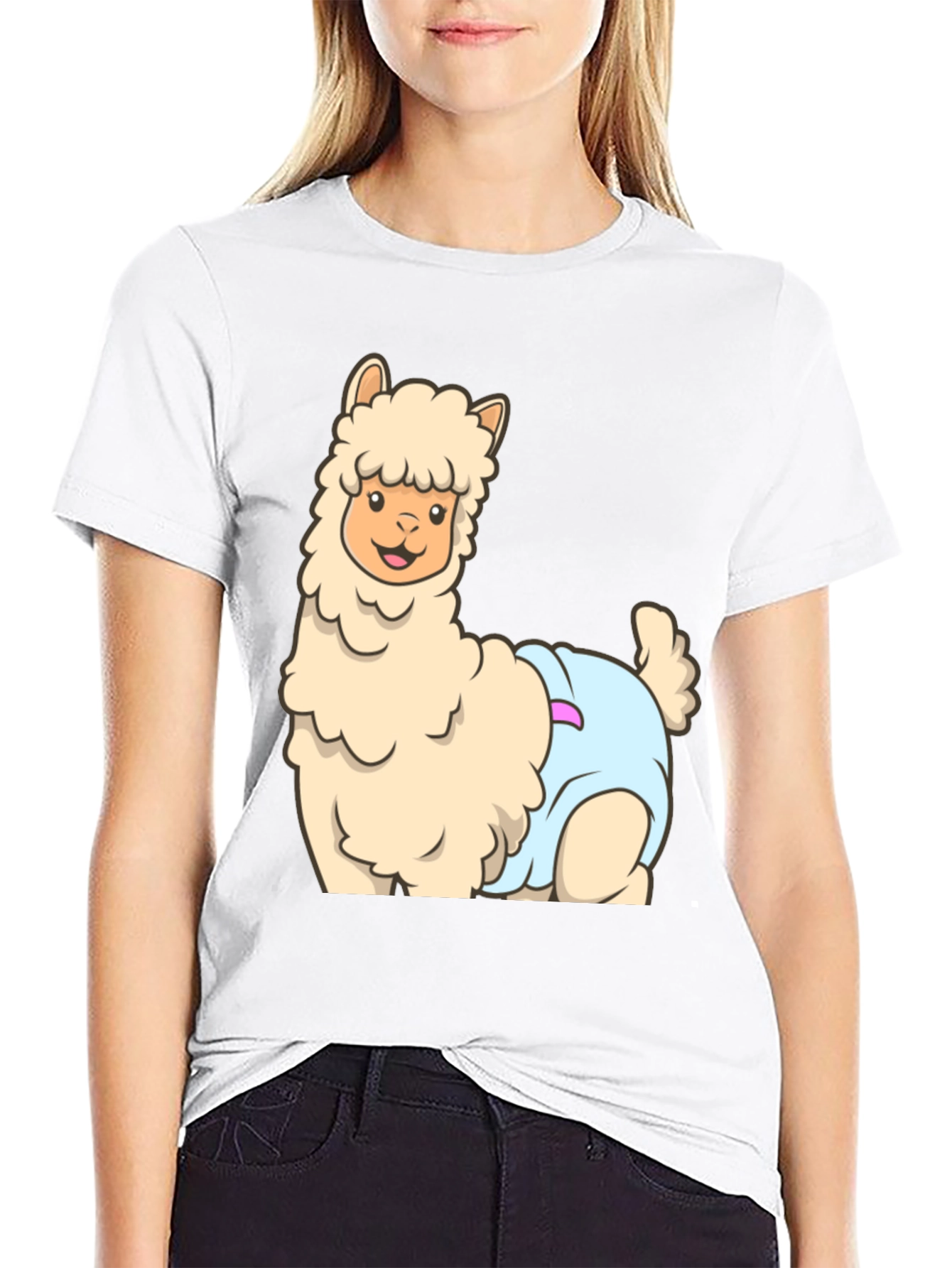 Llama in Diaper Graphic T-Shirt