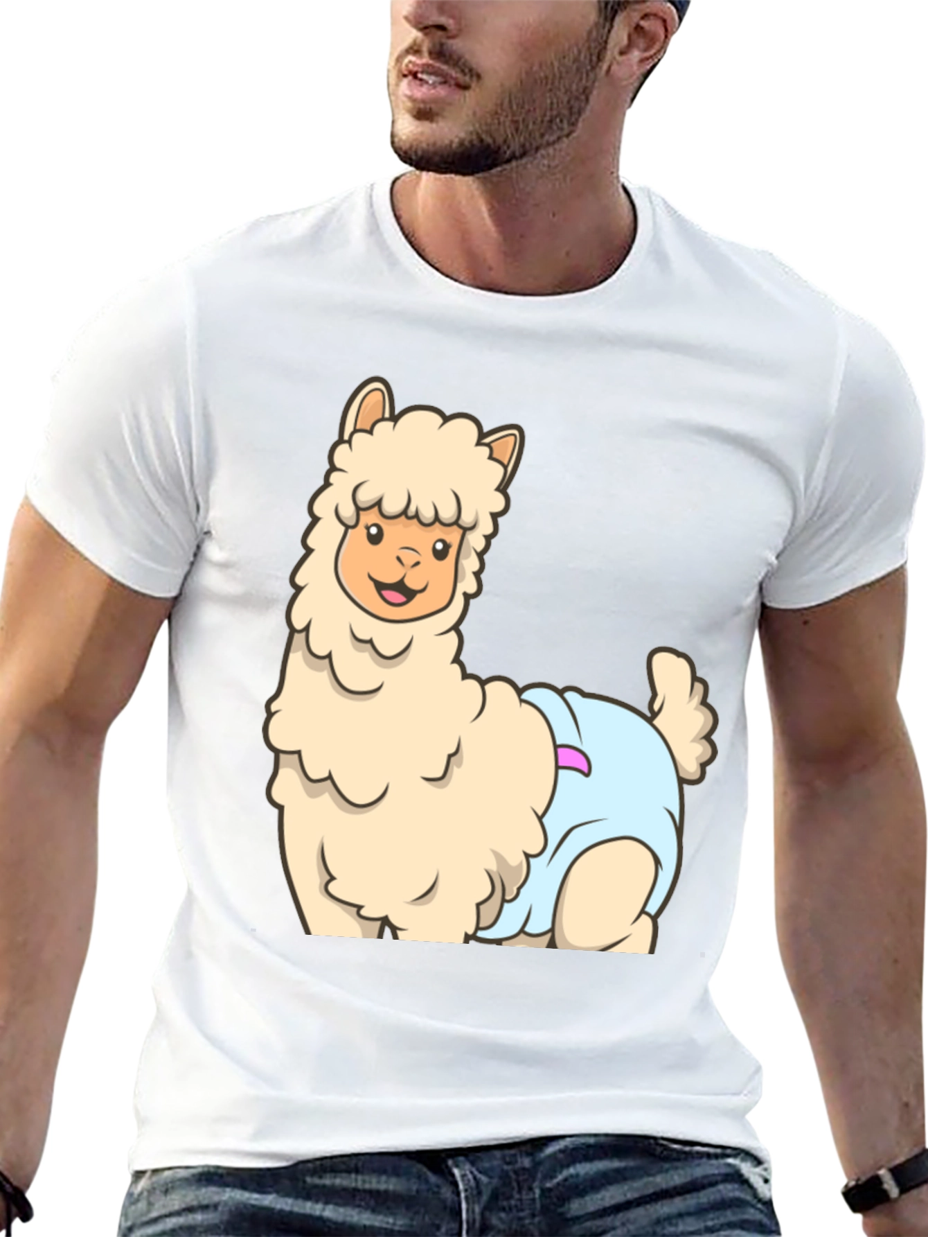 Llama in Diaper Graphic T-Shirt