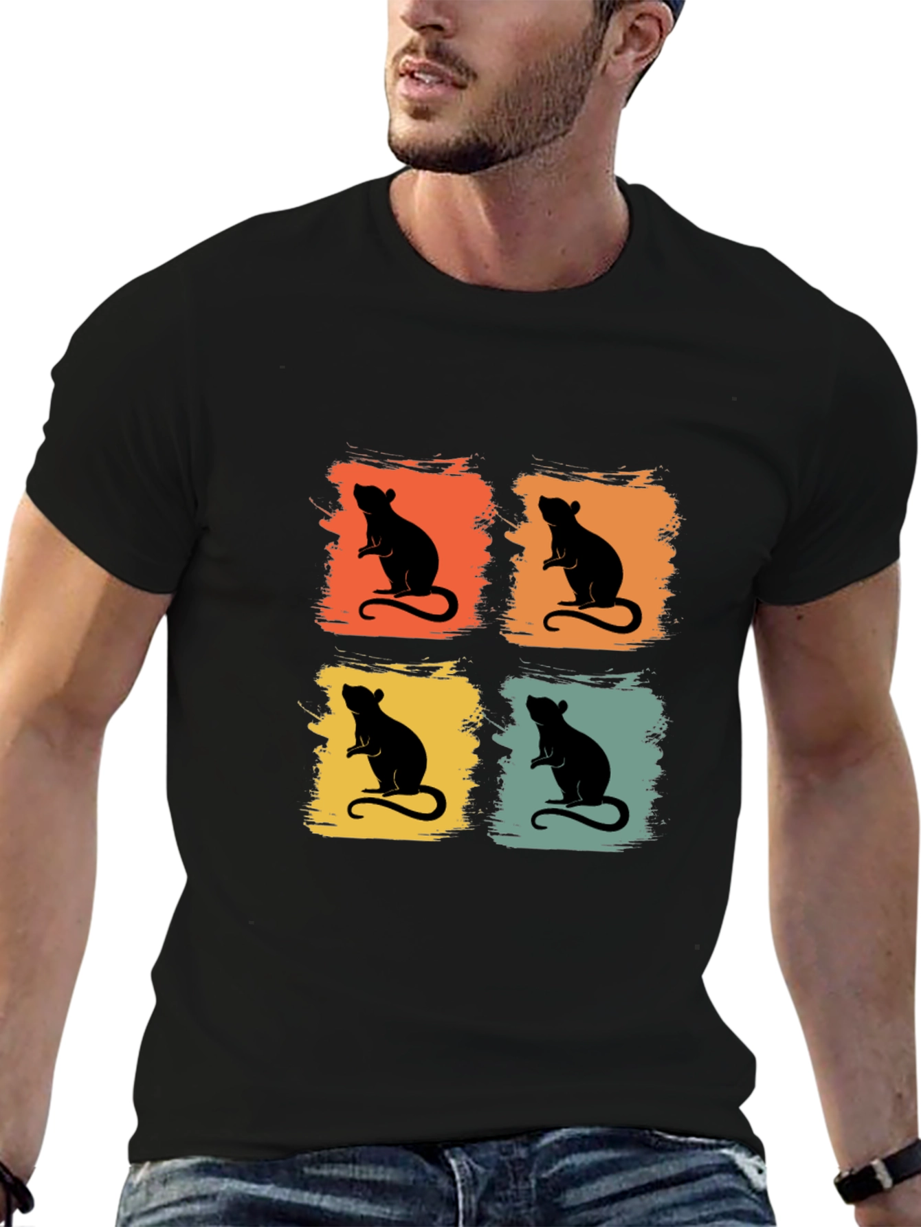 Retro Rat Graphic Tee - Fun Animal Shirt