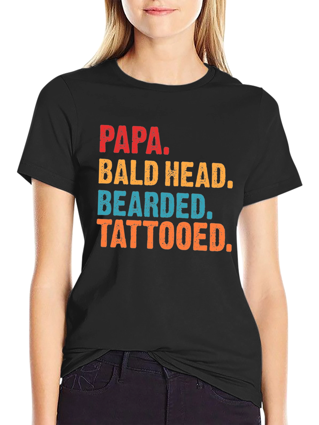 Papa Bald Head Bearded Tattooed T-Shirt