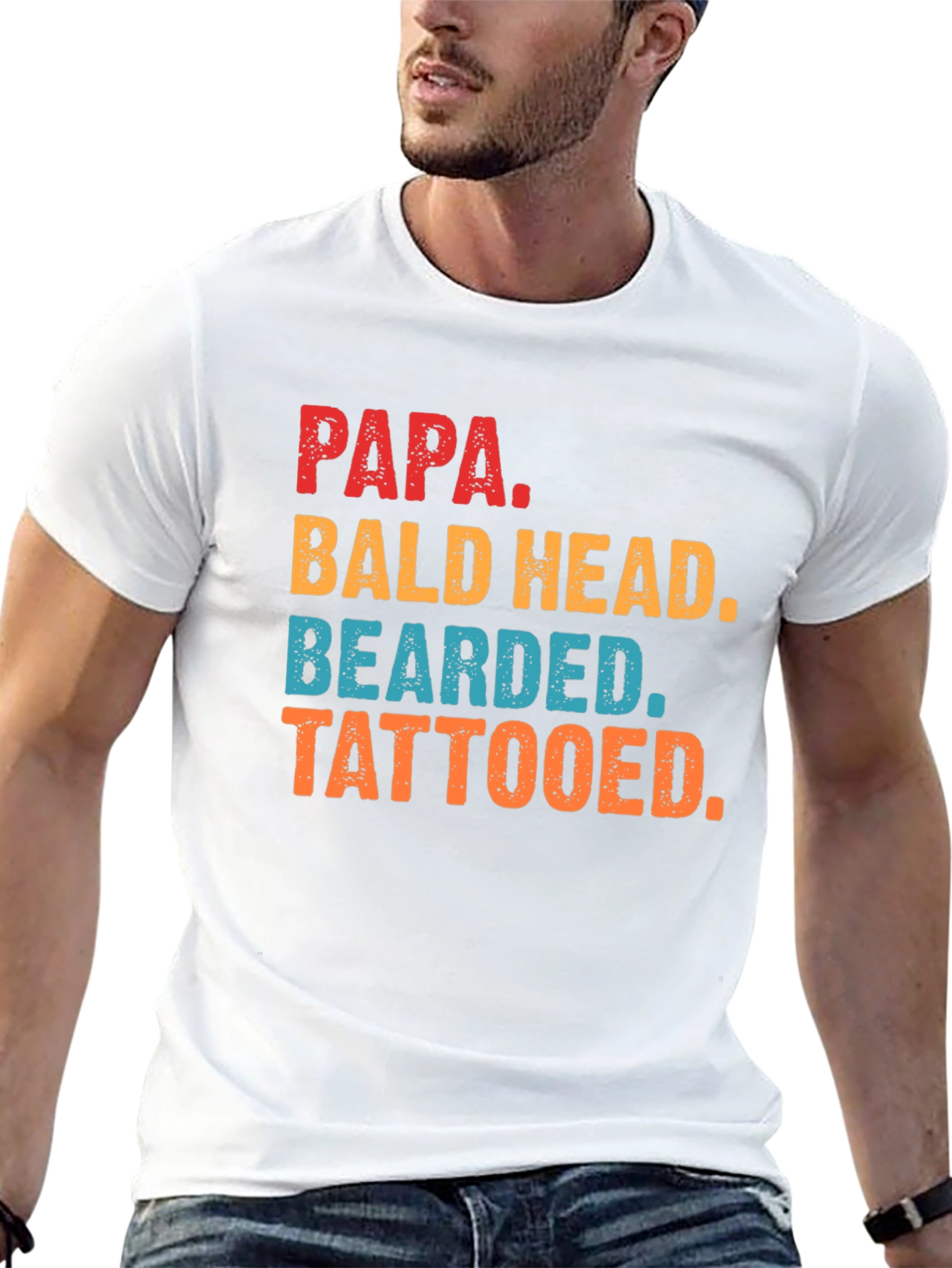 Papa Bald Head Bearded Tattooed T-Shirt