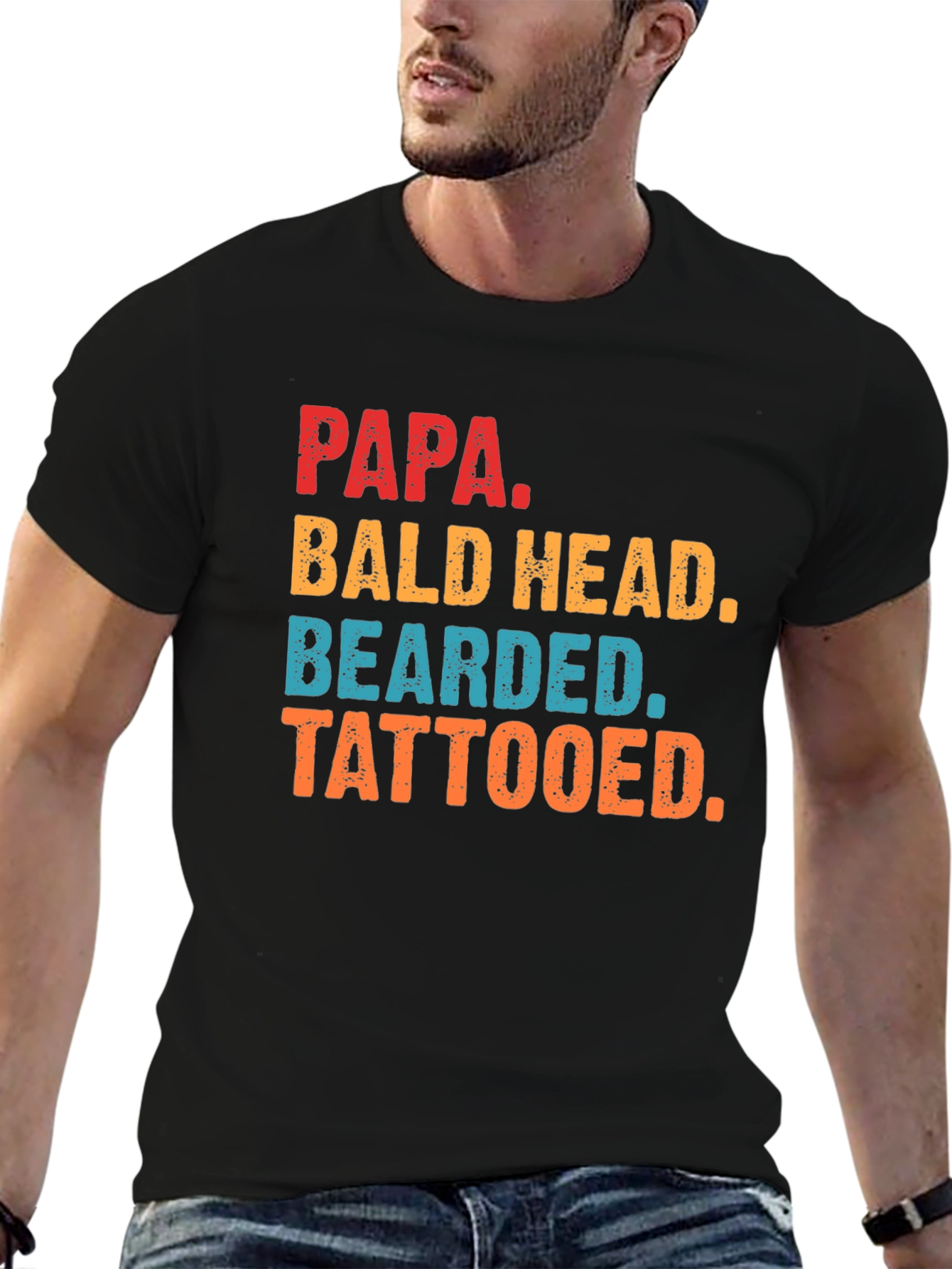 Papa Bald Head Bearded Tattooed T-Shirt