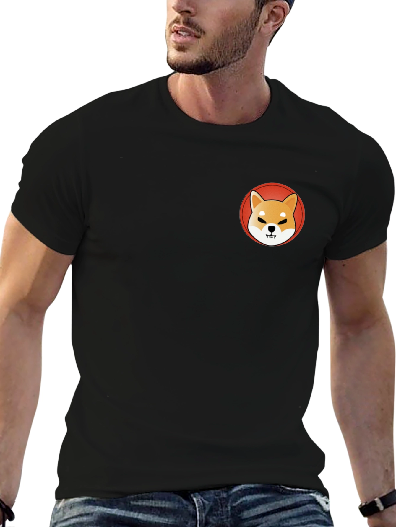 Shiba Inu Graphic Tee - Black Cotton T-Shirt