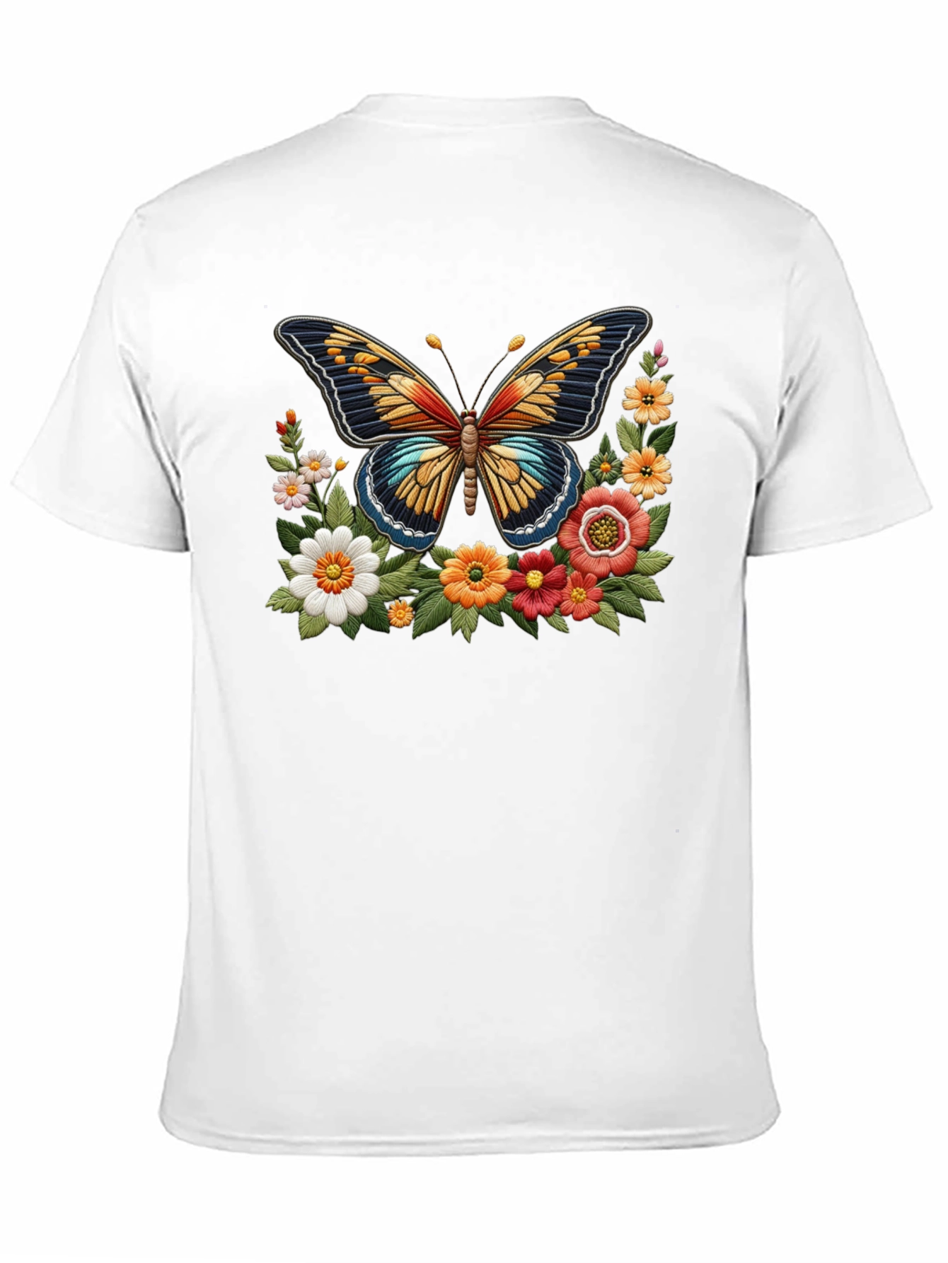 Butterfly Floral Graphic Print Black T-Shirt