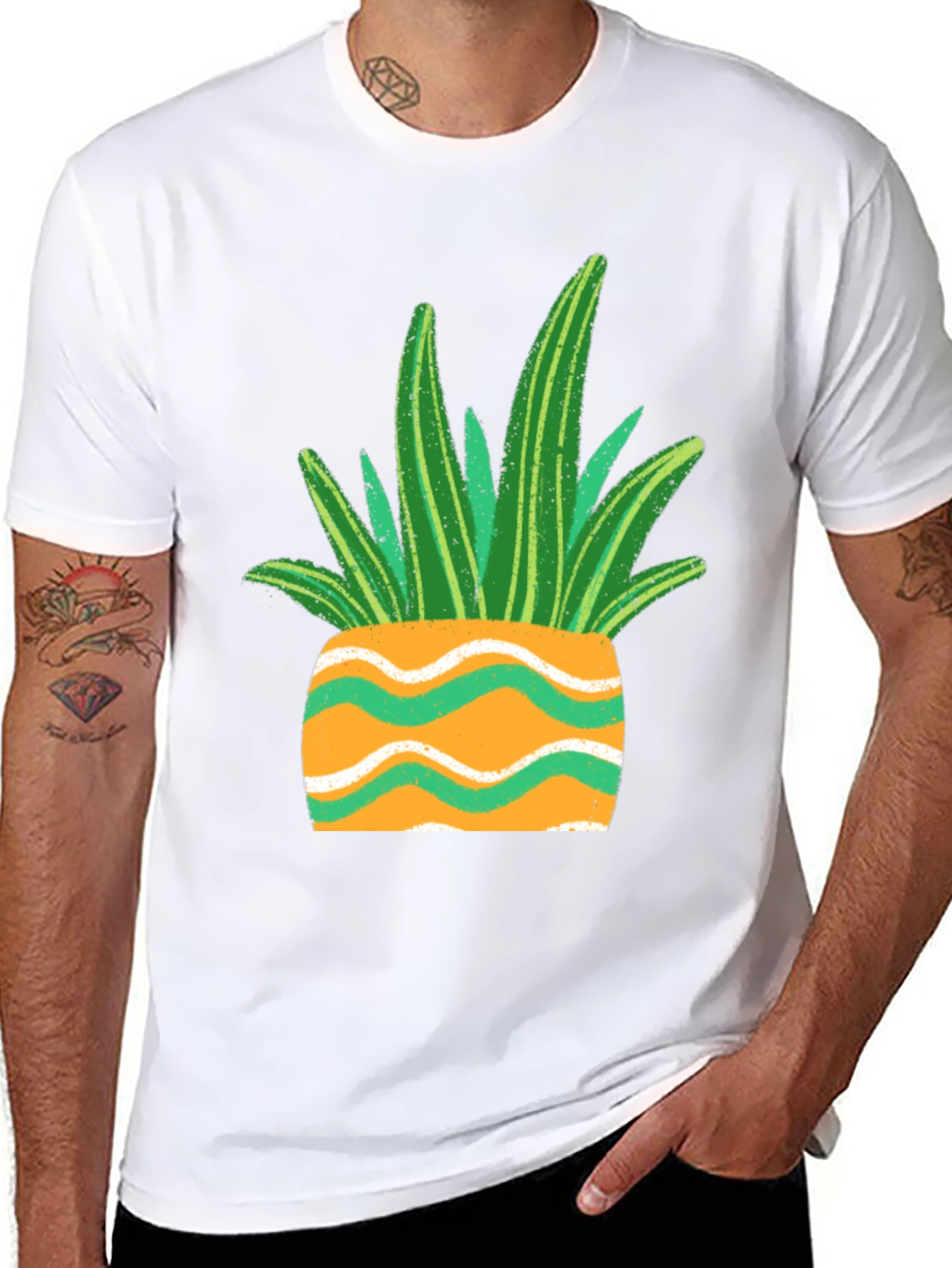 Unique Plant Pot Graphic Tee - Black