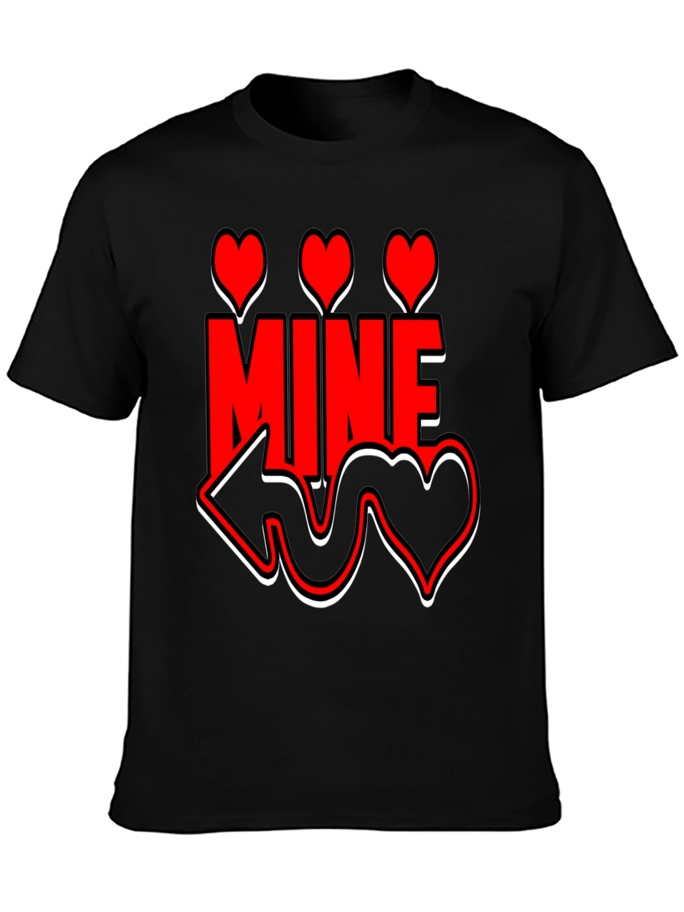 Valentines Day Mine Heart Graphic Black T-Shirt