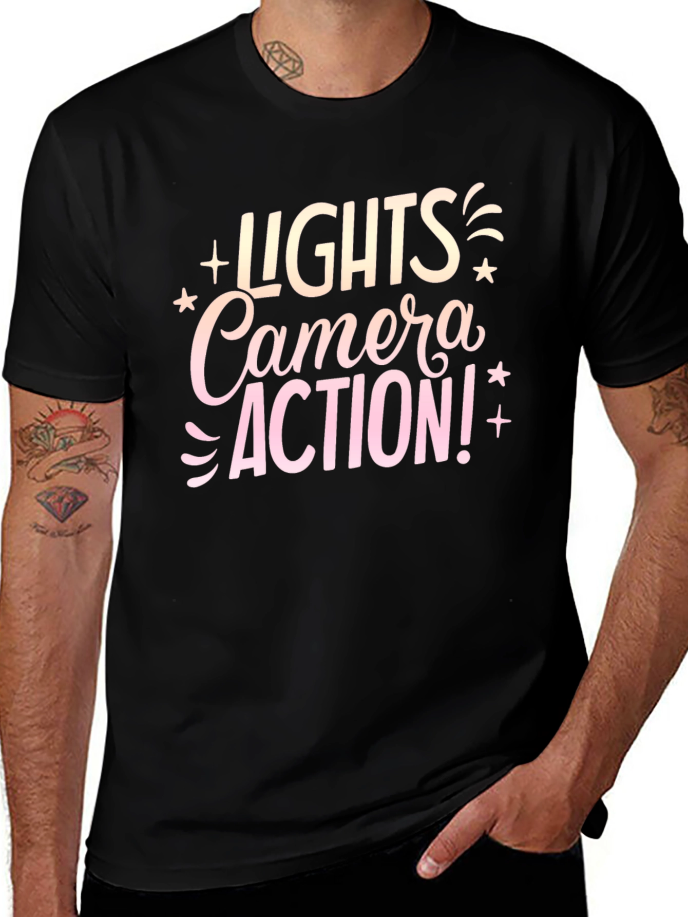 Lights Camera Action! Graphic Tee - Black
