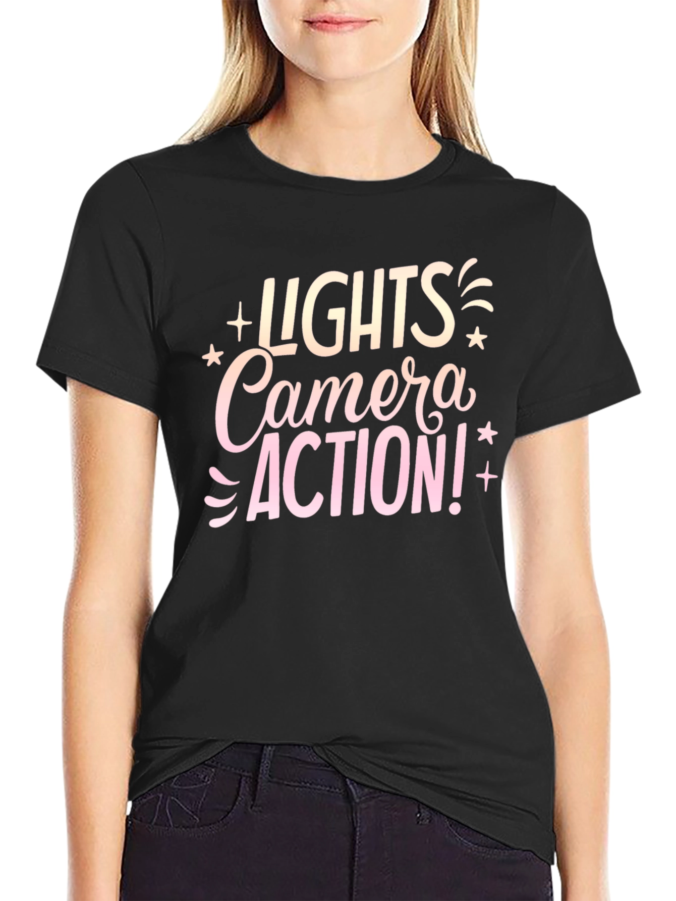 Lights Camera Action! Graphic Tee - Black