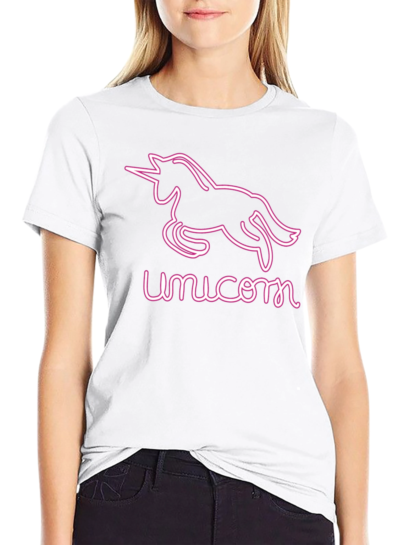 Unicorn Neon Graphic Tee - Black