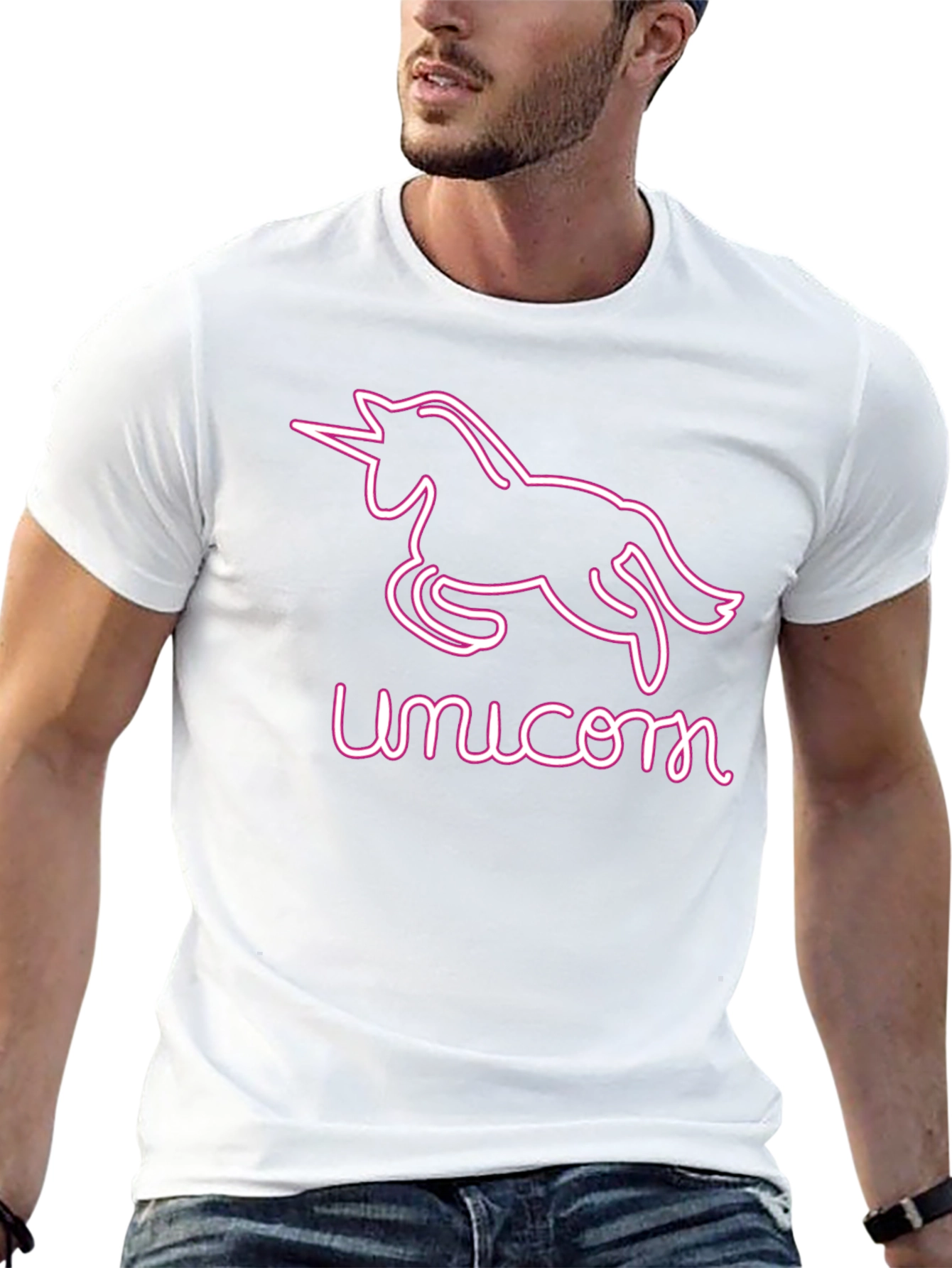 Unicorn Neon Graphic Tee - Black