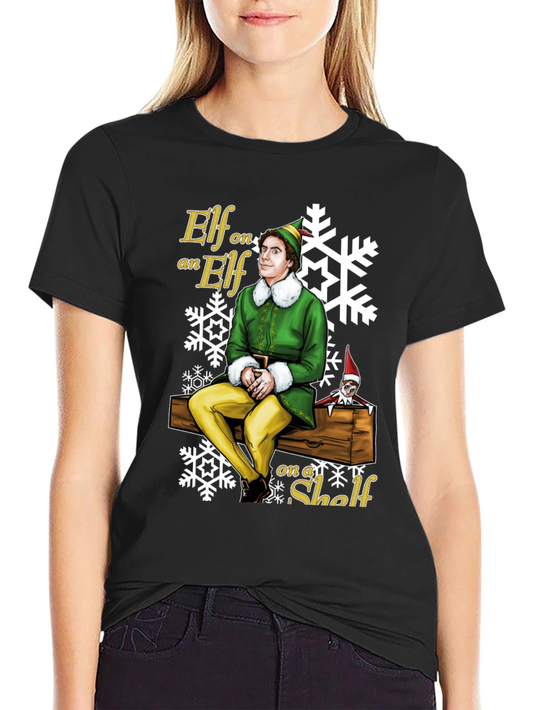 Elf on Elf on a Shelf Black T-Shirt