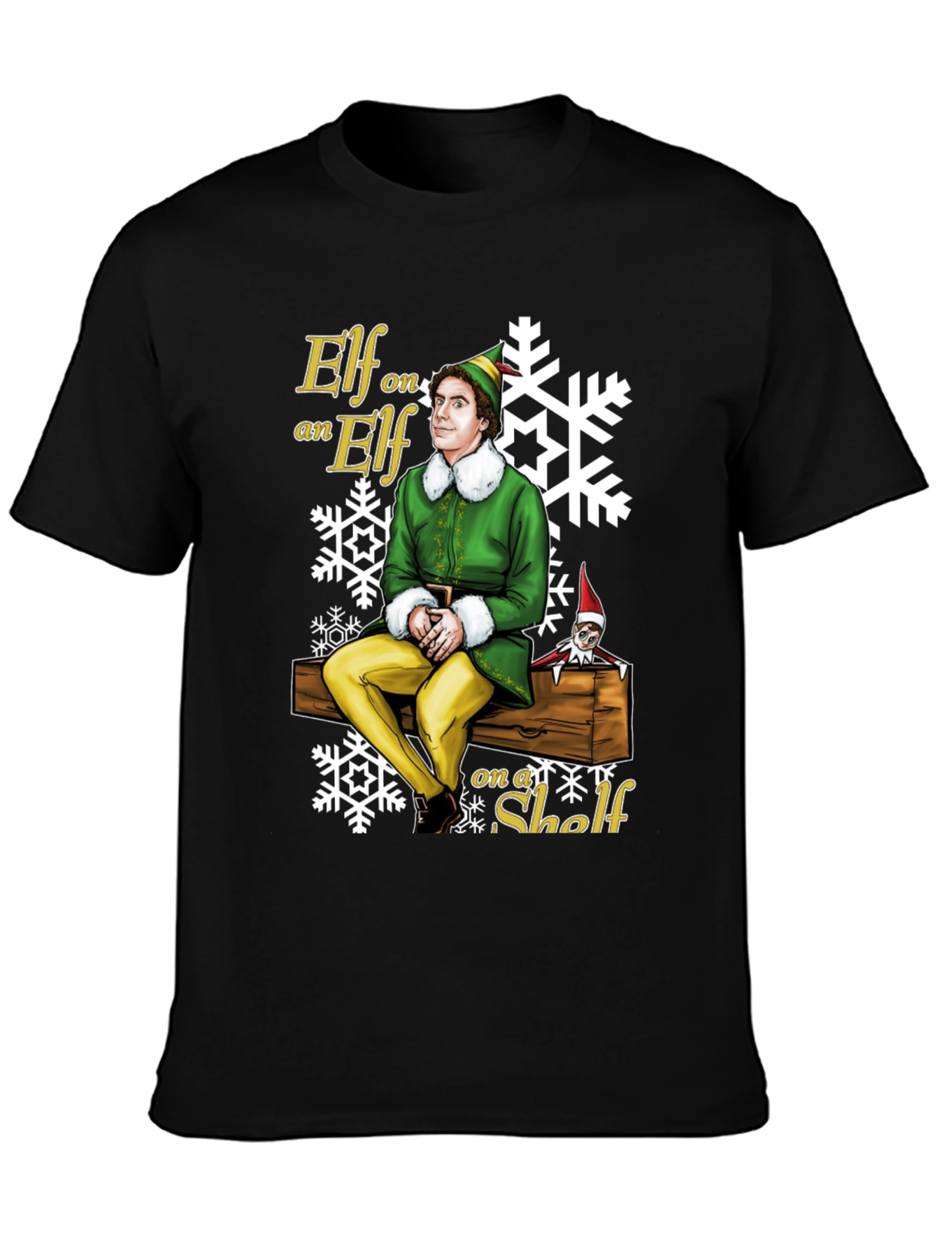 Elf on Elf on a Shelf Black T-Shirt