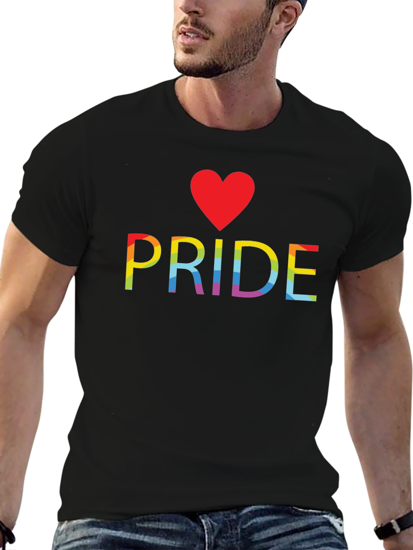 Pride Heart Graphic Tee - Black
