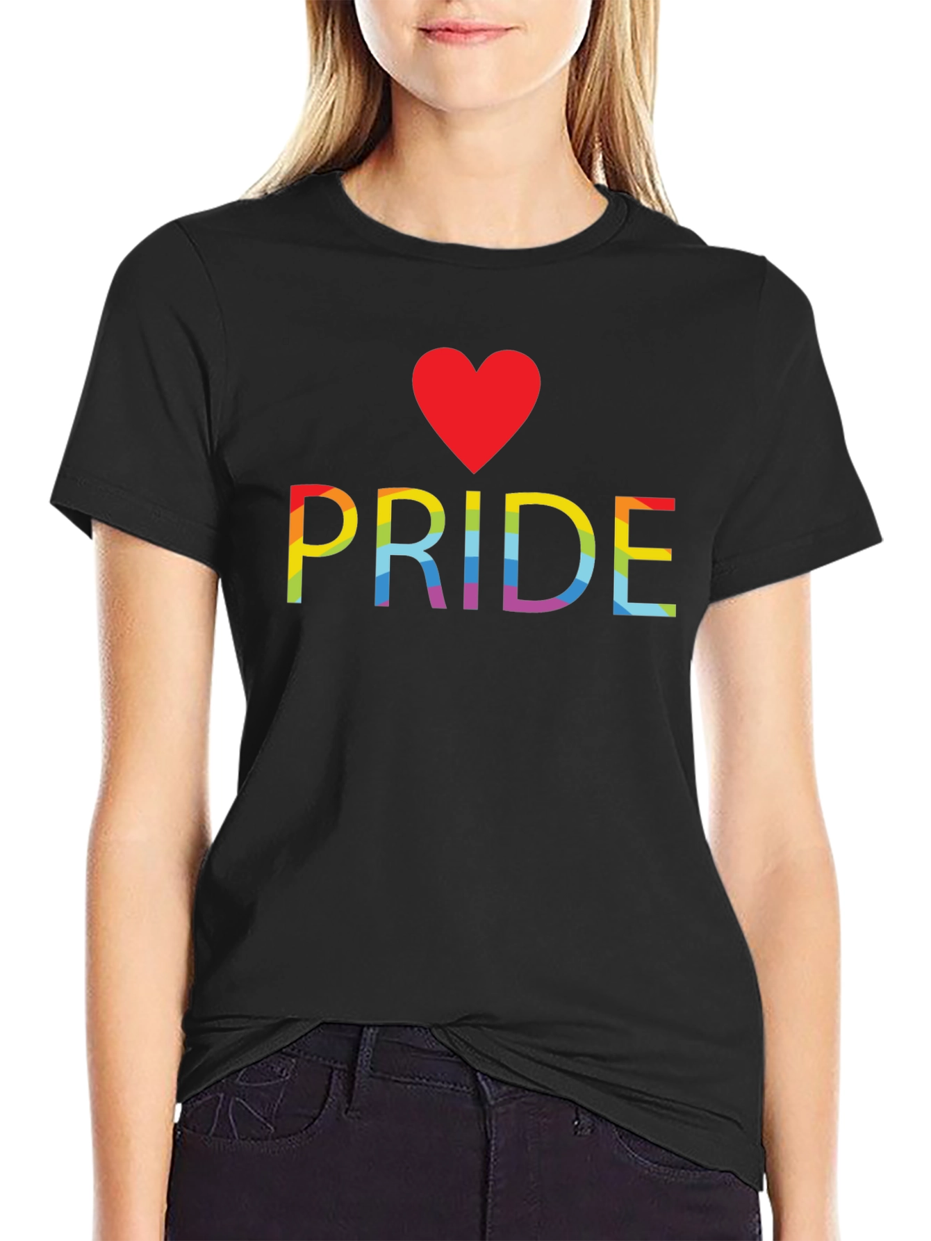 Pride Heart Graphic Tee - Black