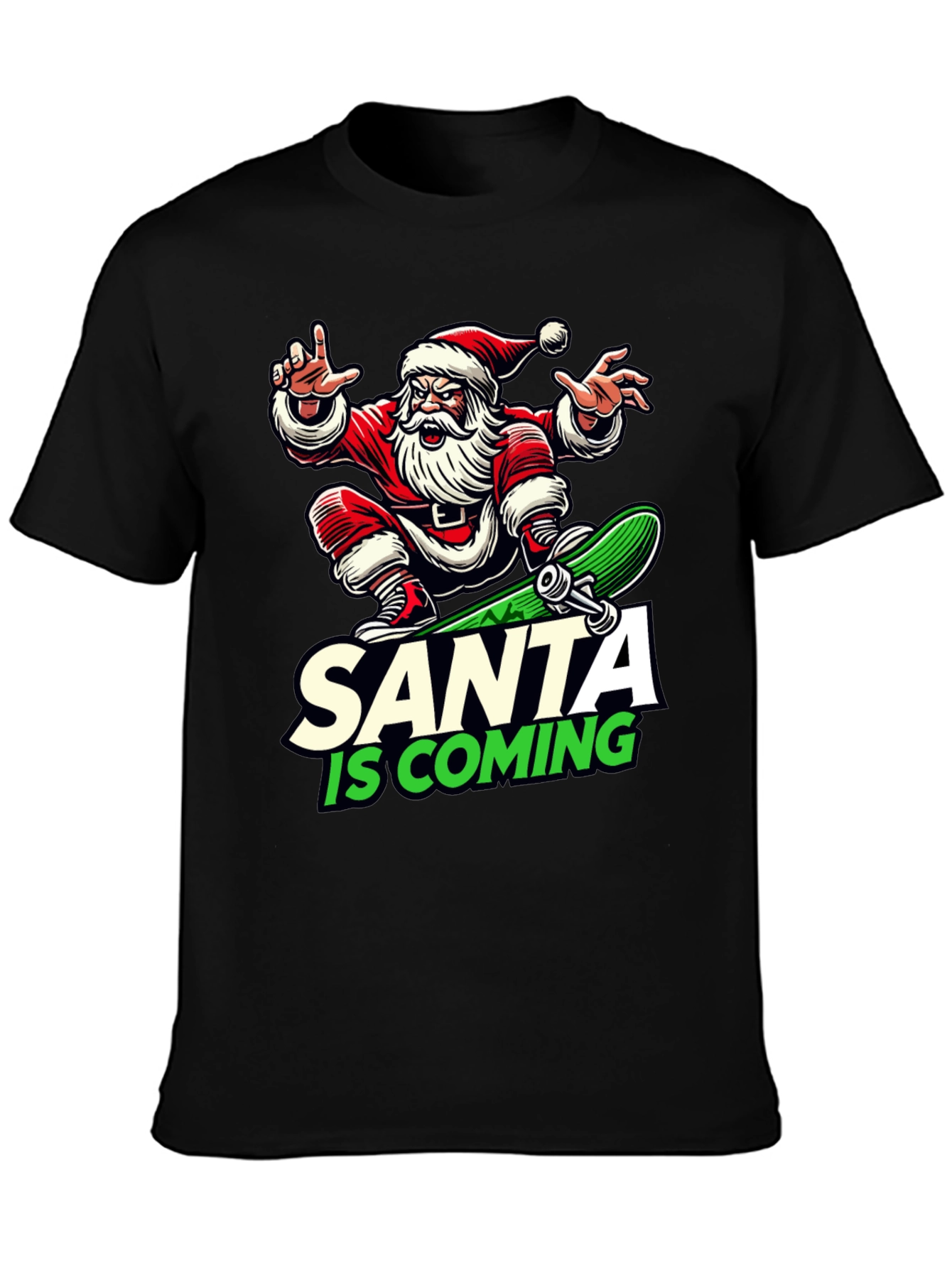 Skateboarding Santa T-Shirt - Holiday Cool