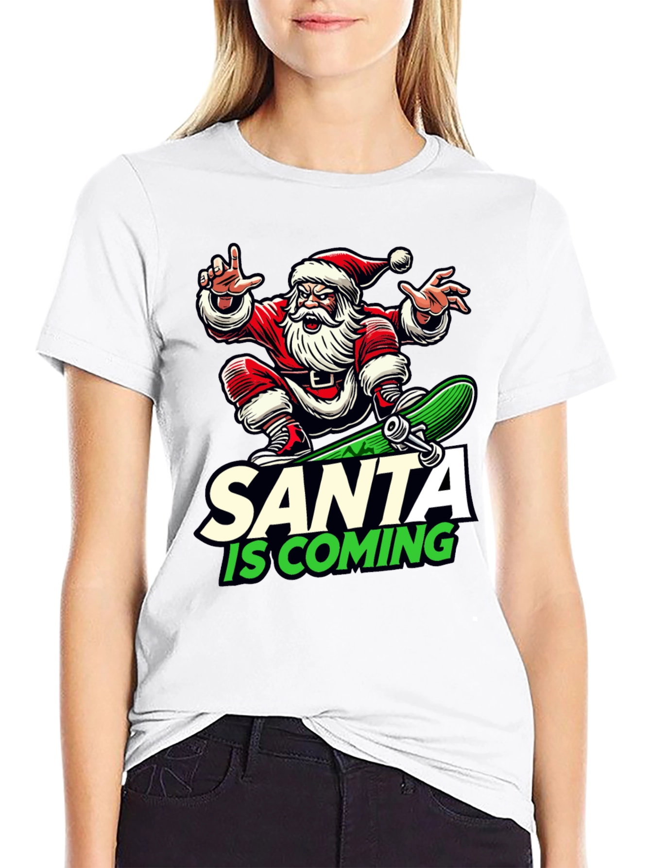 Skateboarding Santa T-Shirt - Holiday Cool