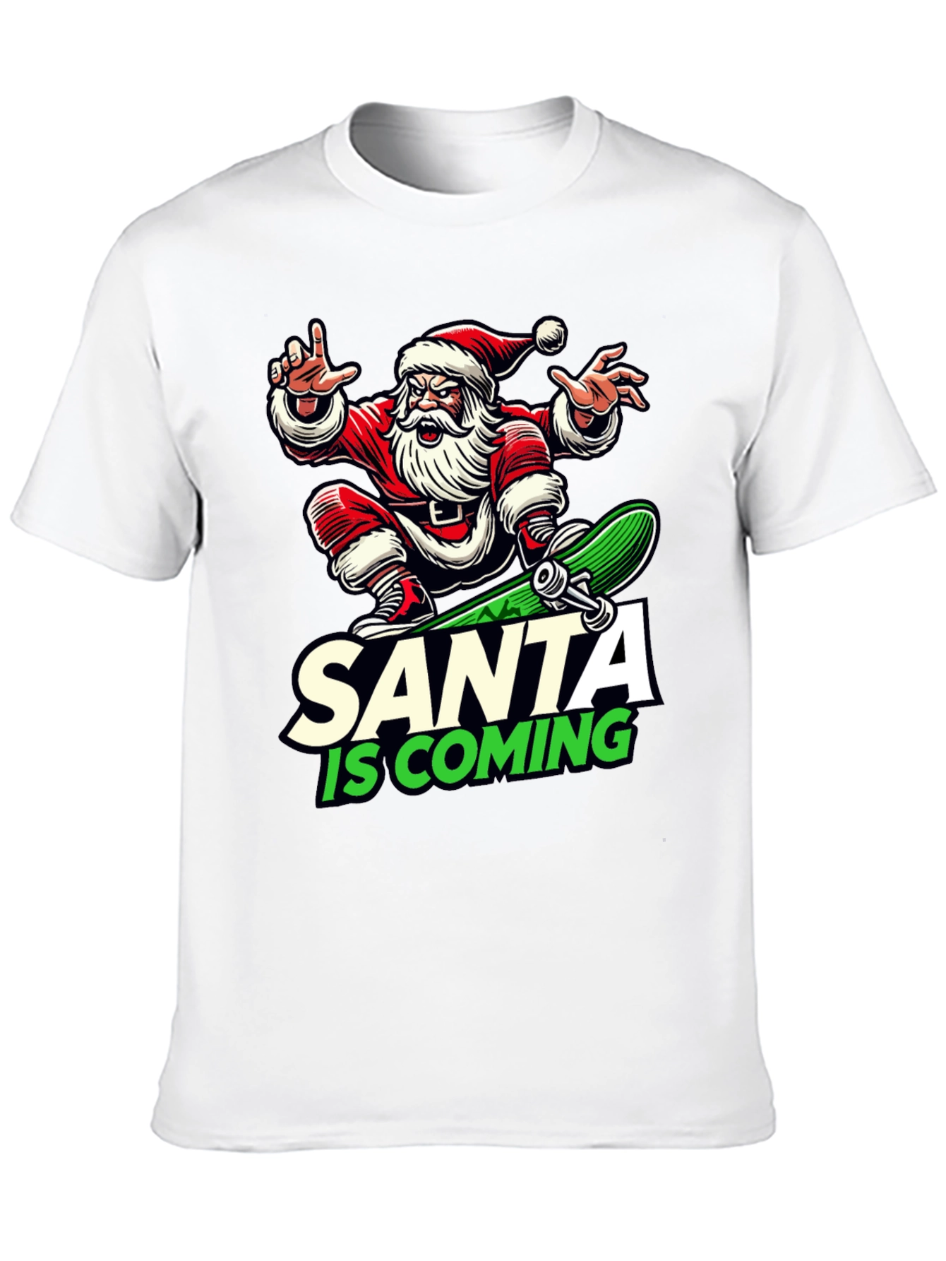 Skateboarding Santa T-Shirt - Holiday Cool