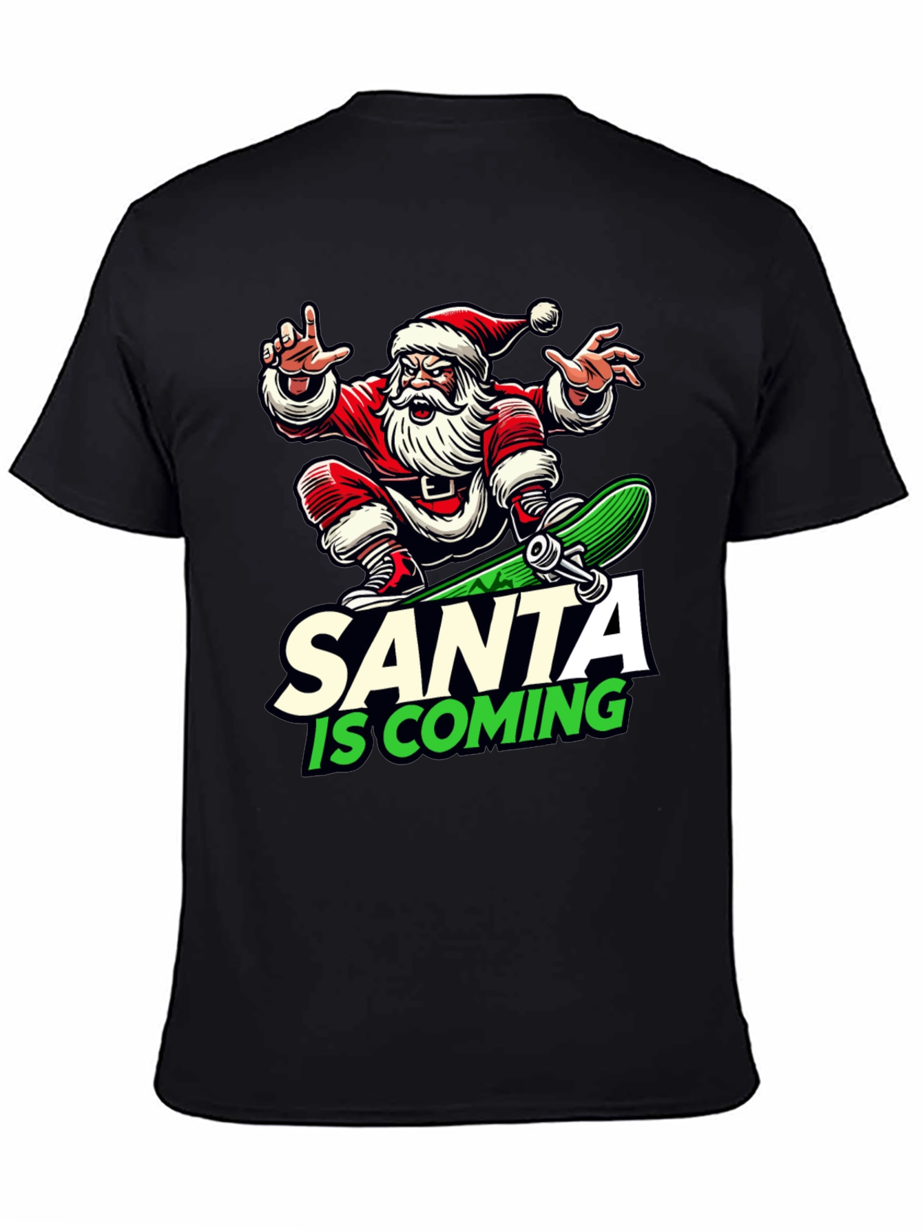 Skateboarding Santa T-Shirt - Holiday Cool
