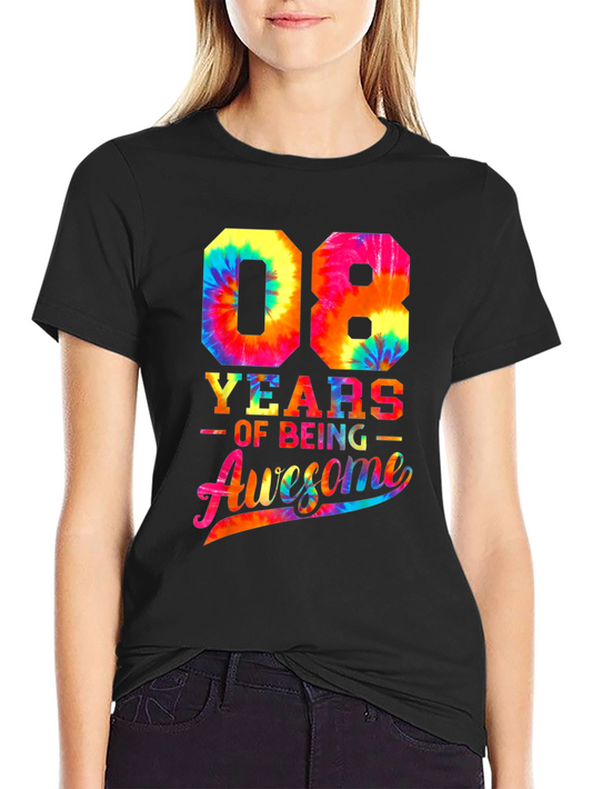 08 Years of Being Awesome Tie Dye T-Shirt