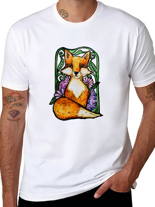 Fox and Floral Graphic Tee - Black