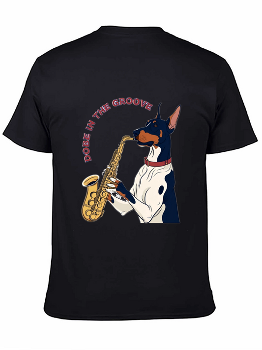 Dog in the Groove T-Shirt - Saxophone Playing Doberman