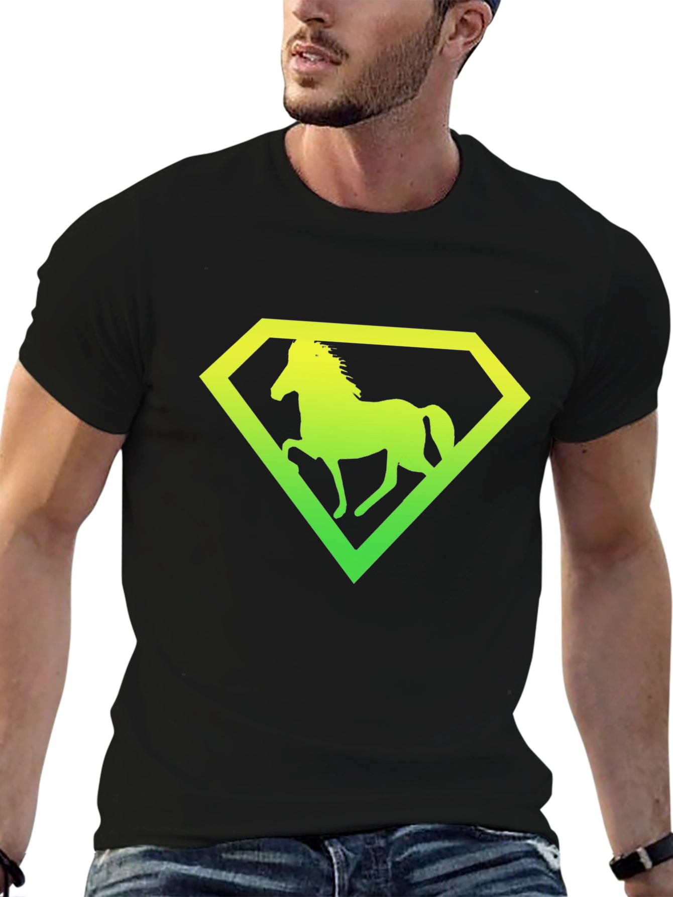 Horse Diamond Graphic Tee - Black