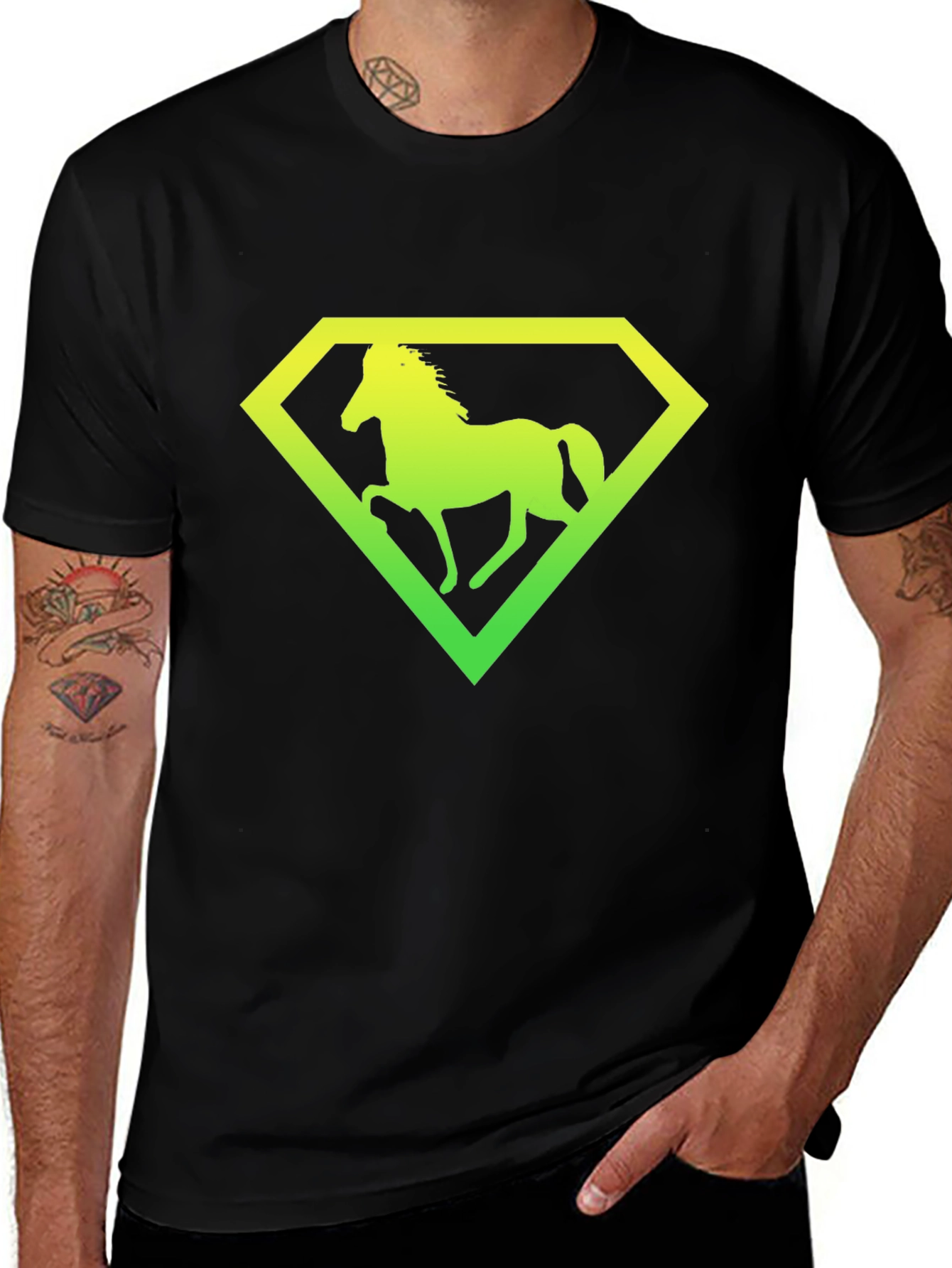 Horse Diamond Graphic Tee - Black