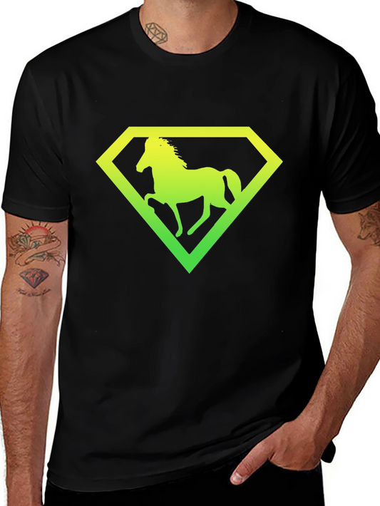 Horse Diamond Graphic Tee - Black