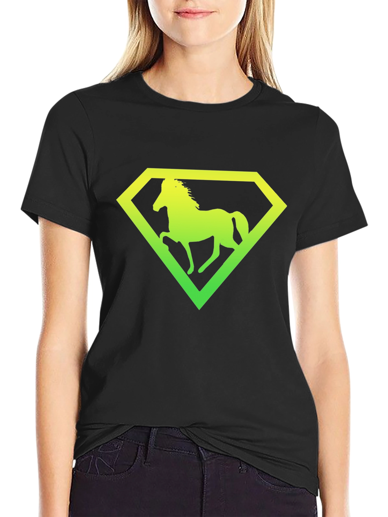 Horse Diamond Graphic Tee - Black