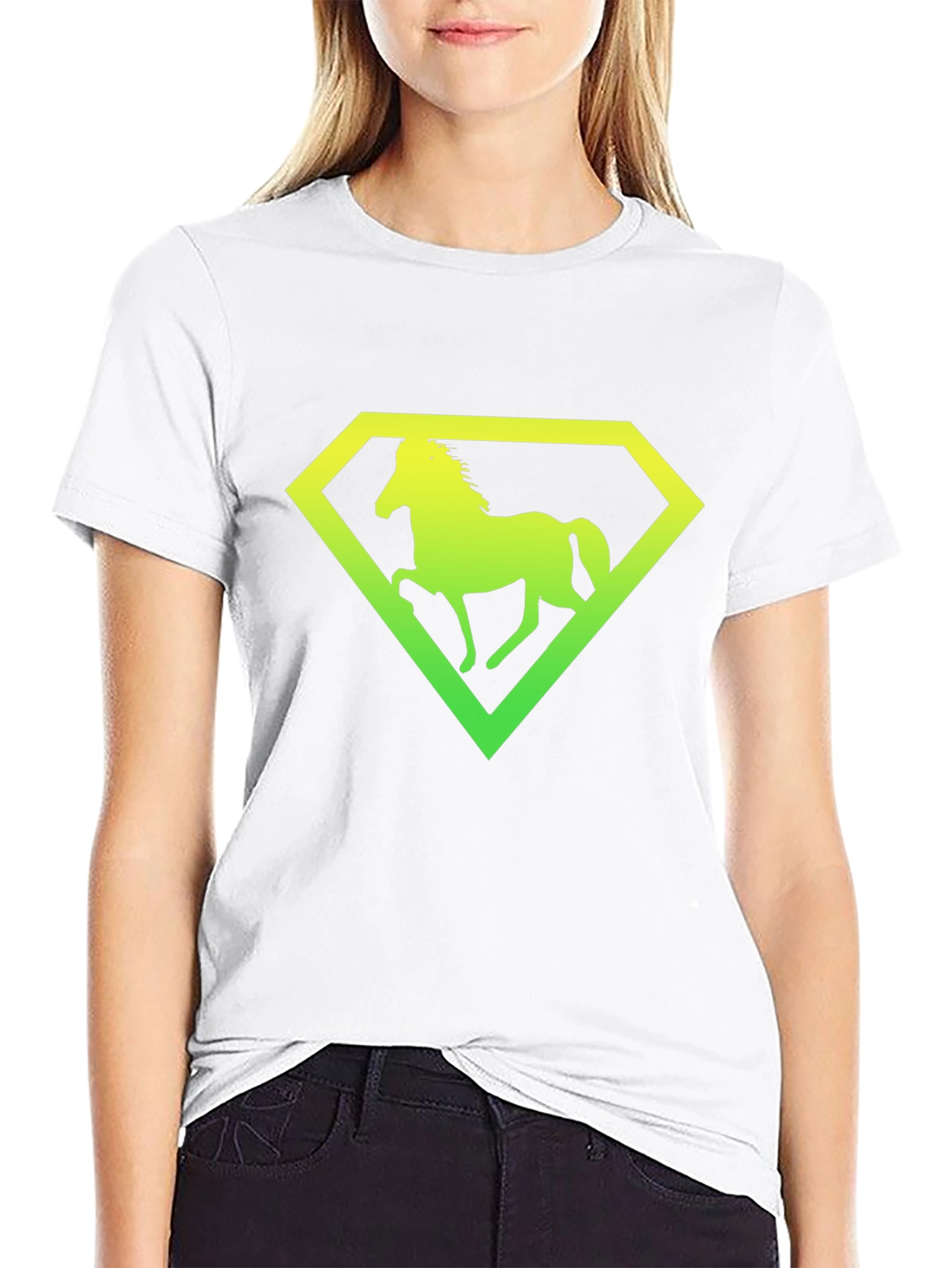 Horse Diamond Graphic Tee - Black