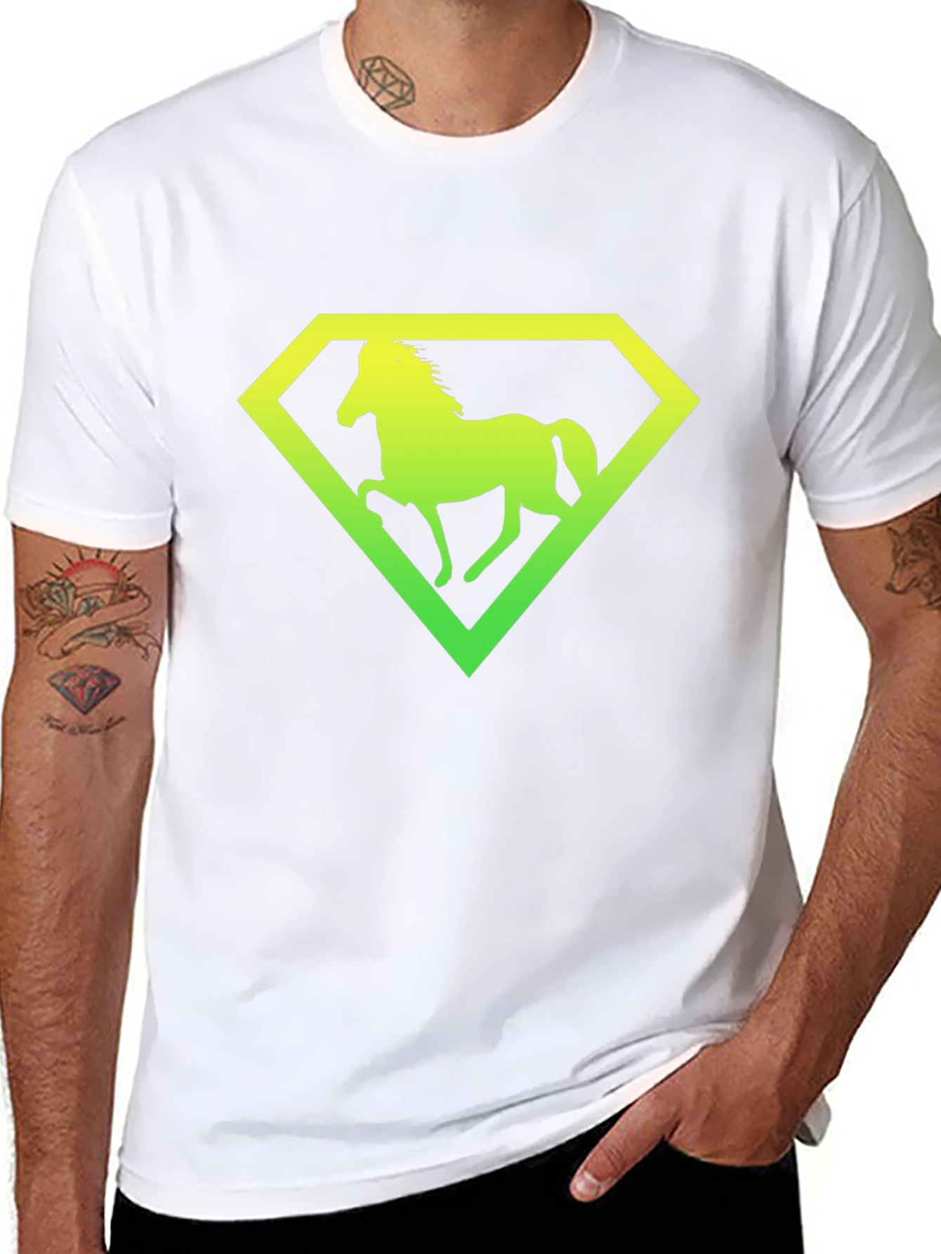Horse Diamond Graphic Tee - Black