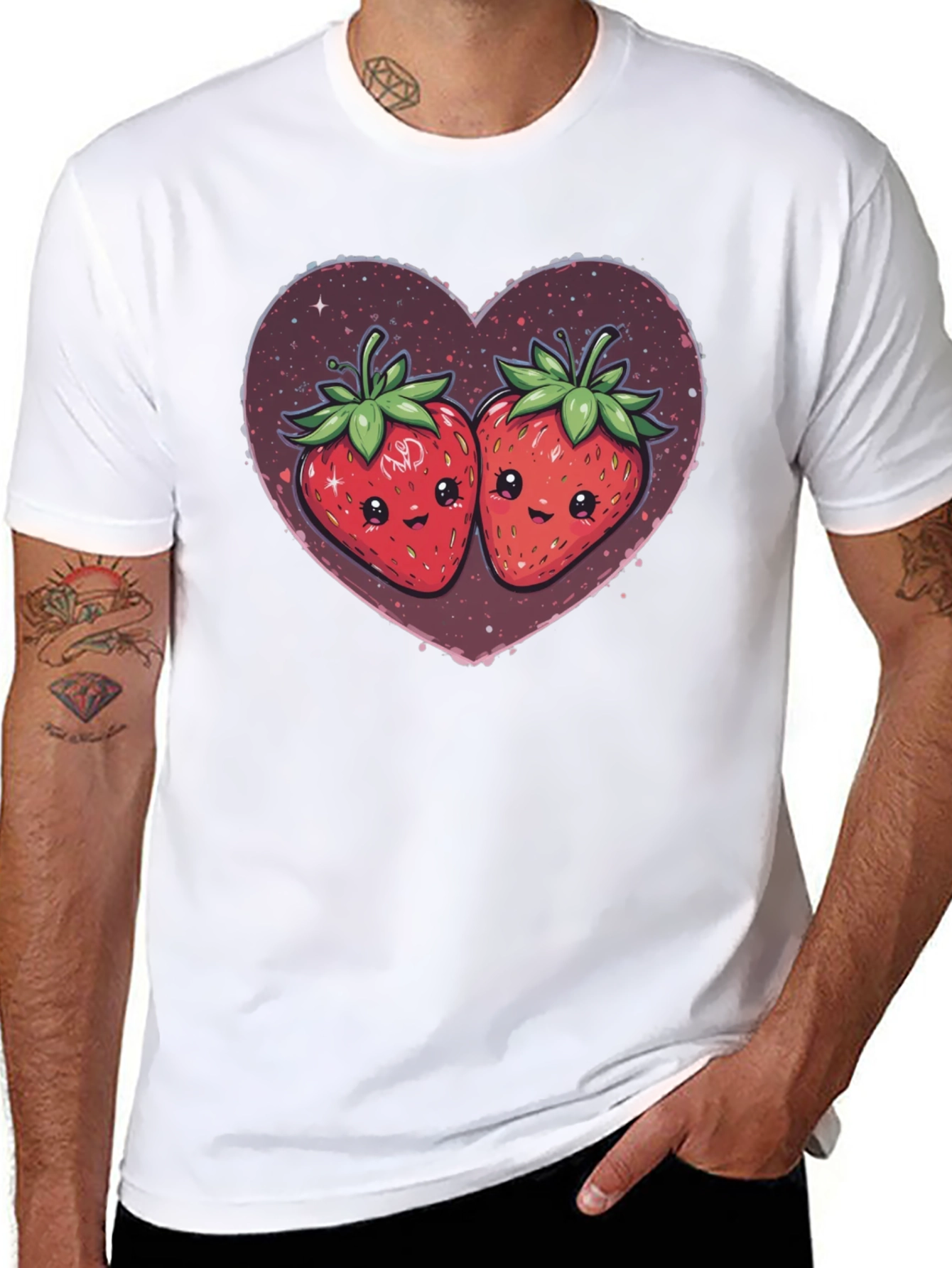 Strawberry Heart Kawaii Graphic Tee