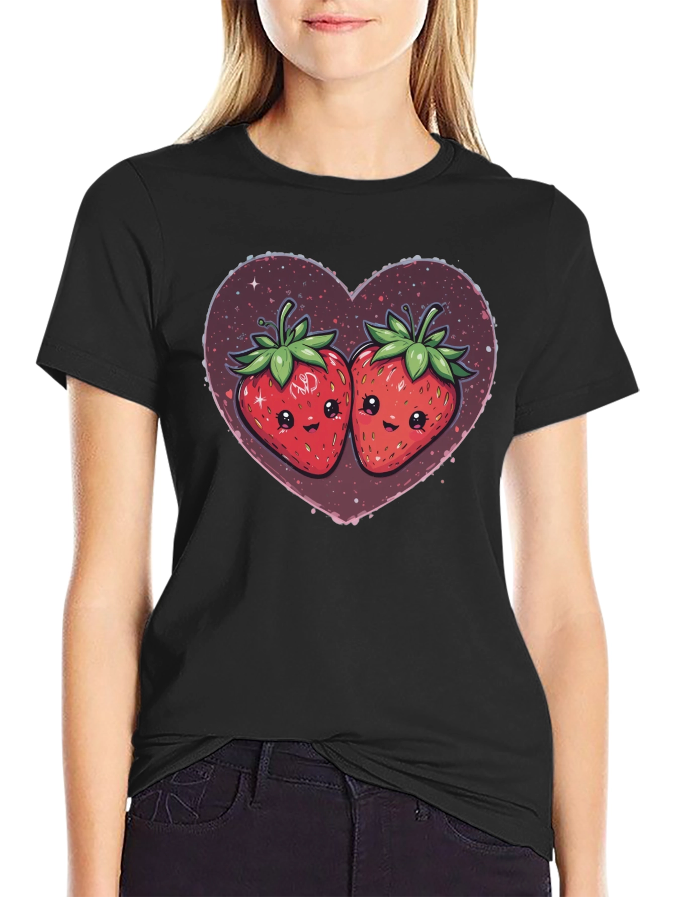 Strawberry Heart Kawaii Graphic Tee