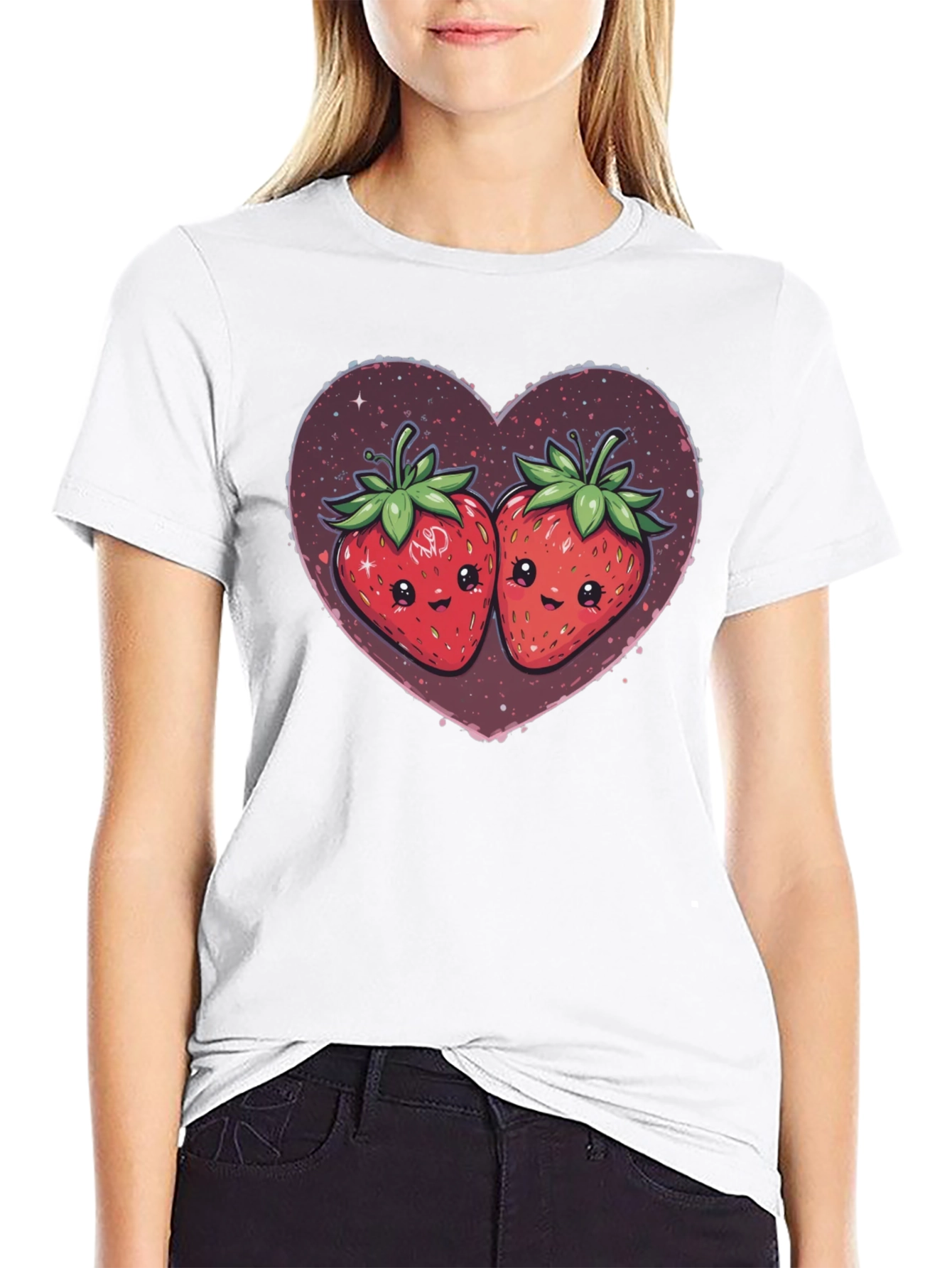 Strawberry Heart Kawaii Graphic Tee