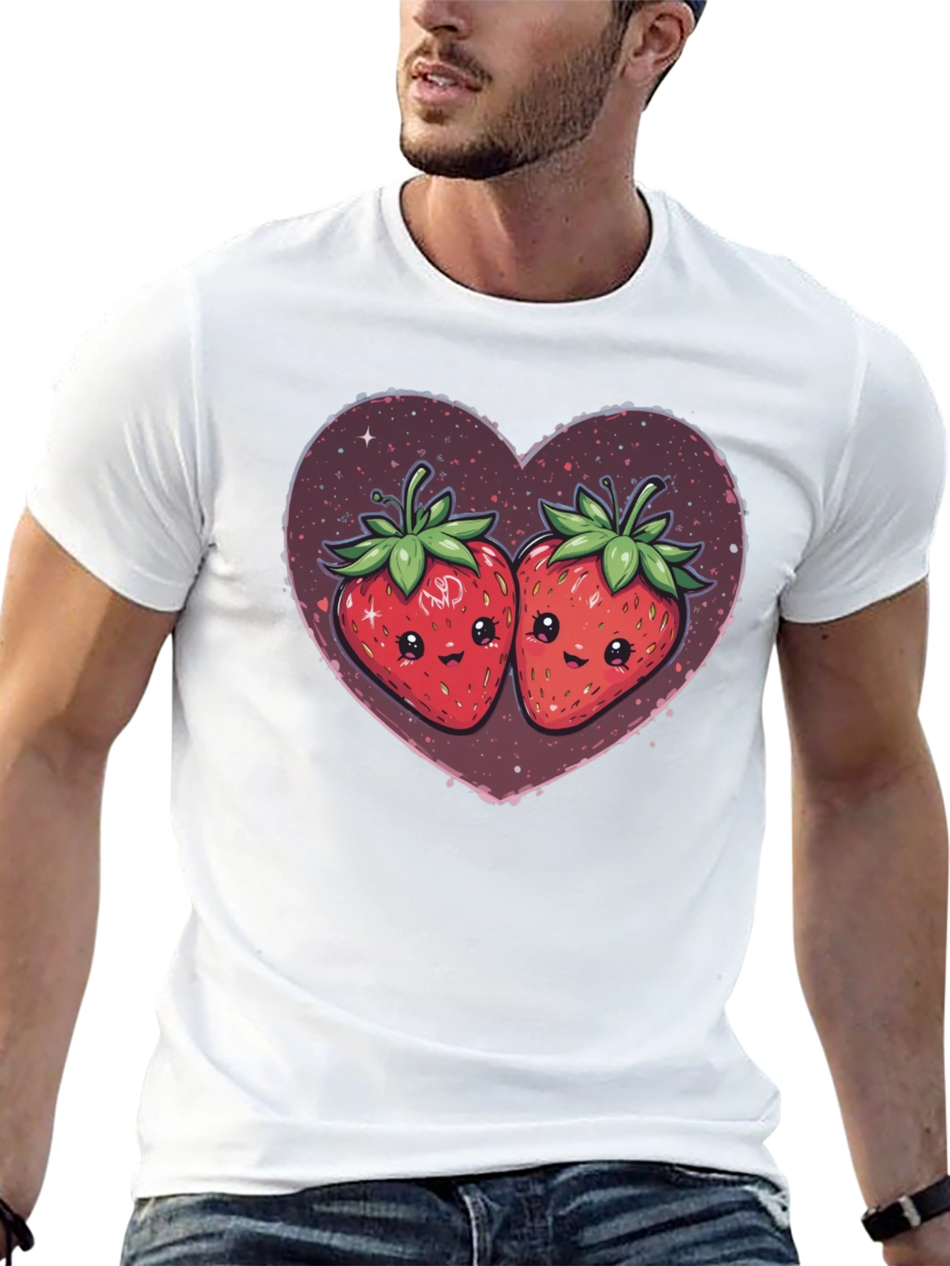 Strawberry Heart Kawaii Graphic Tee