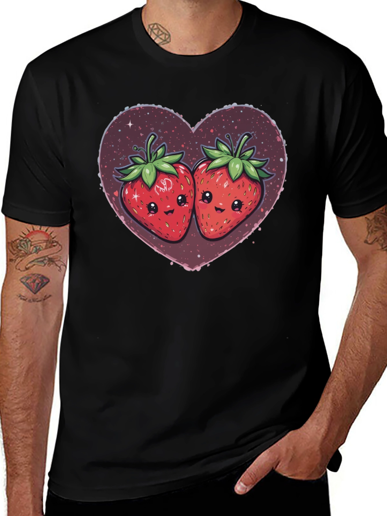 Strawberry Heart Kawaii Graphic Tee