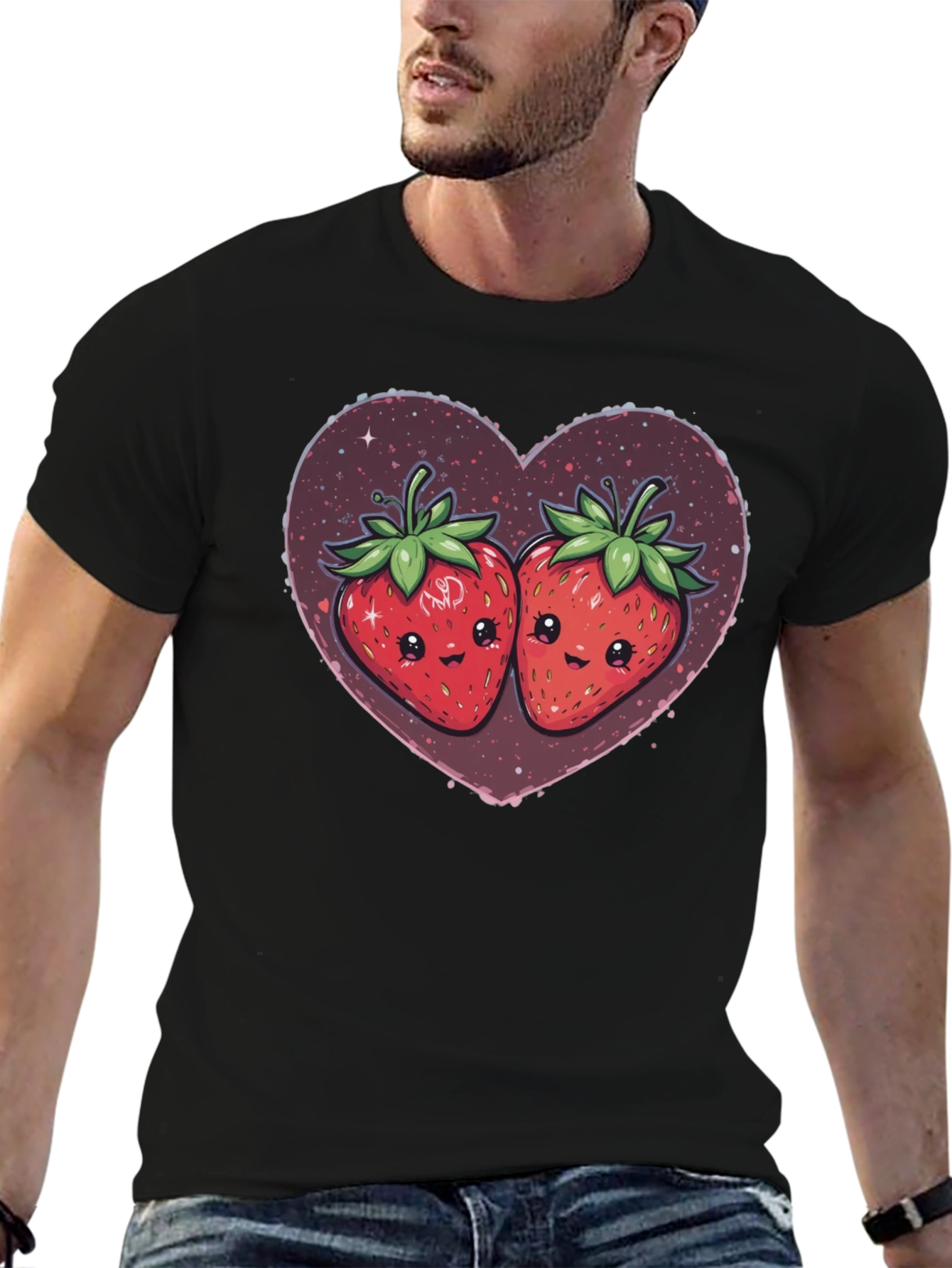 Strawberry Heart Kawaii Graphic Tee