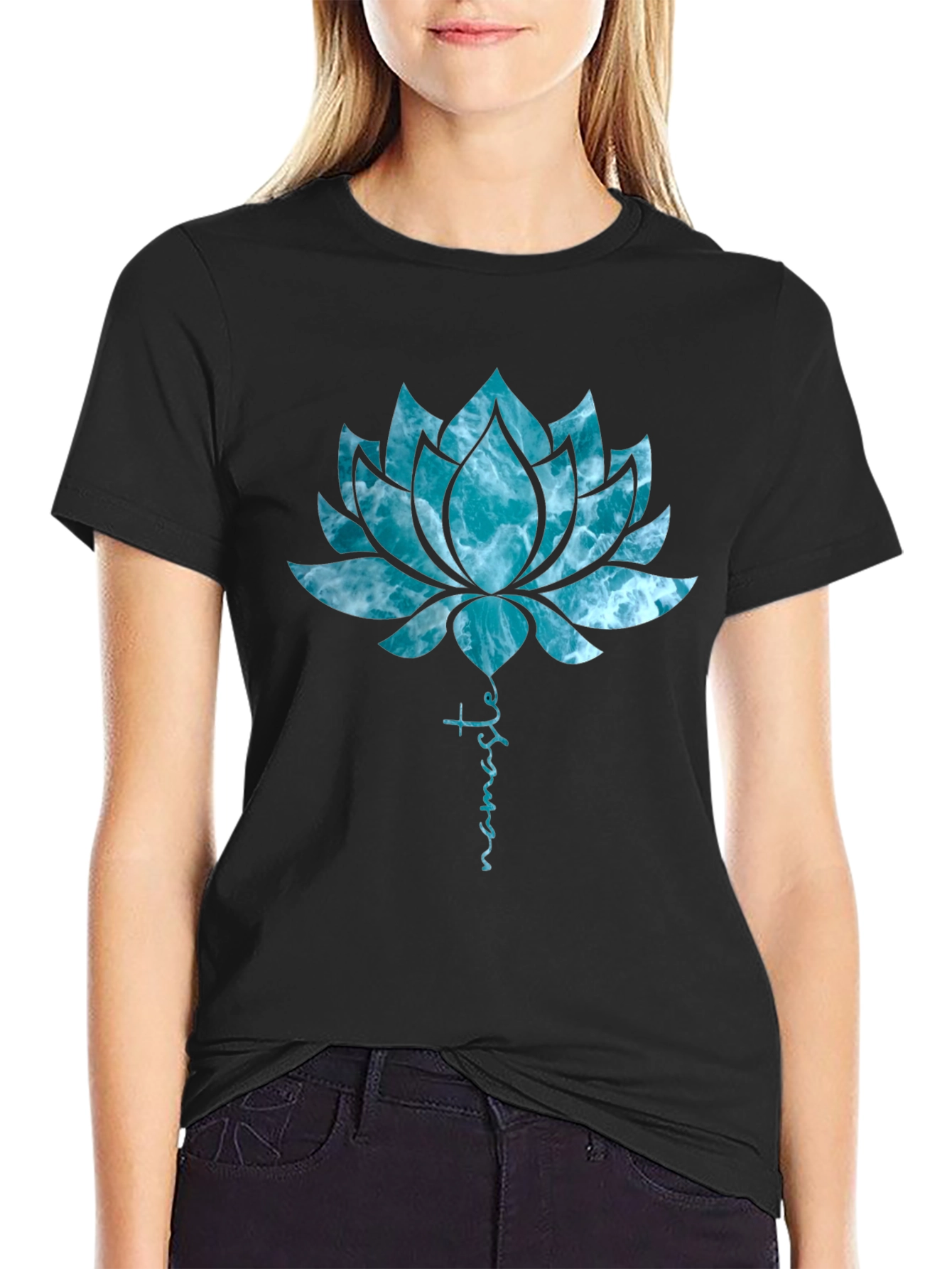Namaste Lotus Flower Graphic T-Shirt
