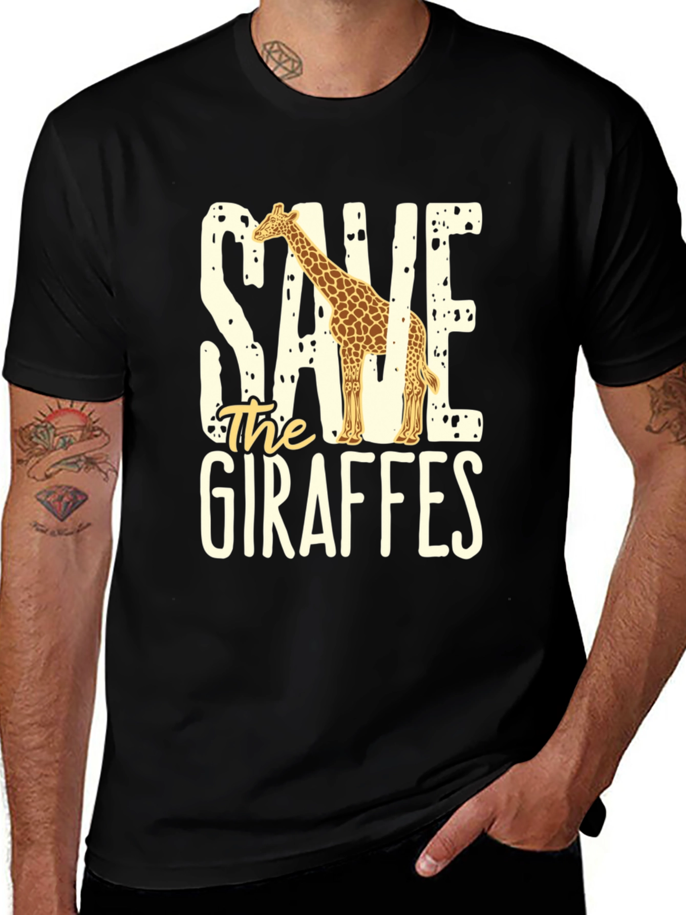 Save the Giraffes Graphic Tee - Eco-Friendly Fashion