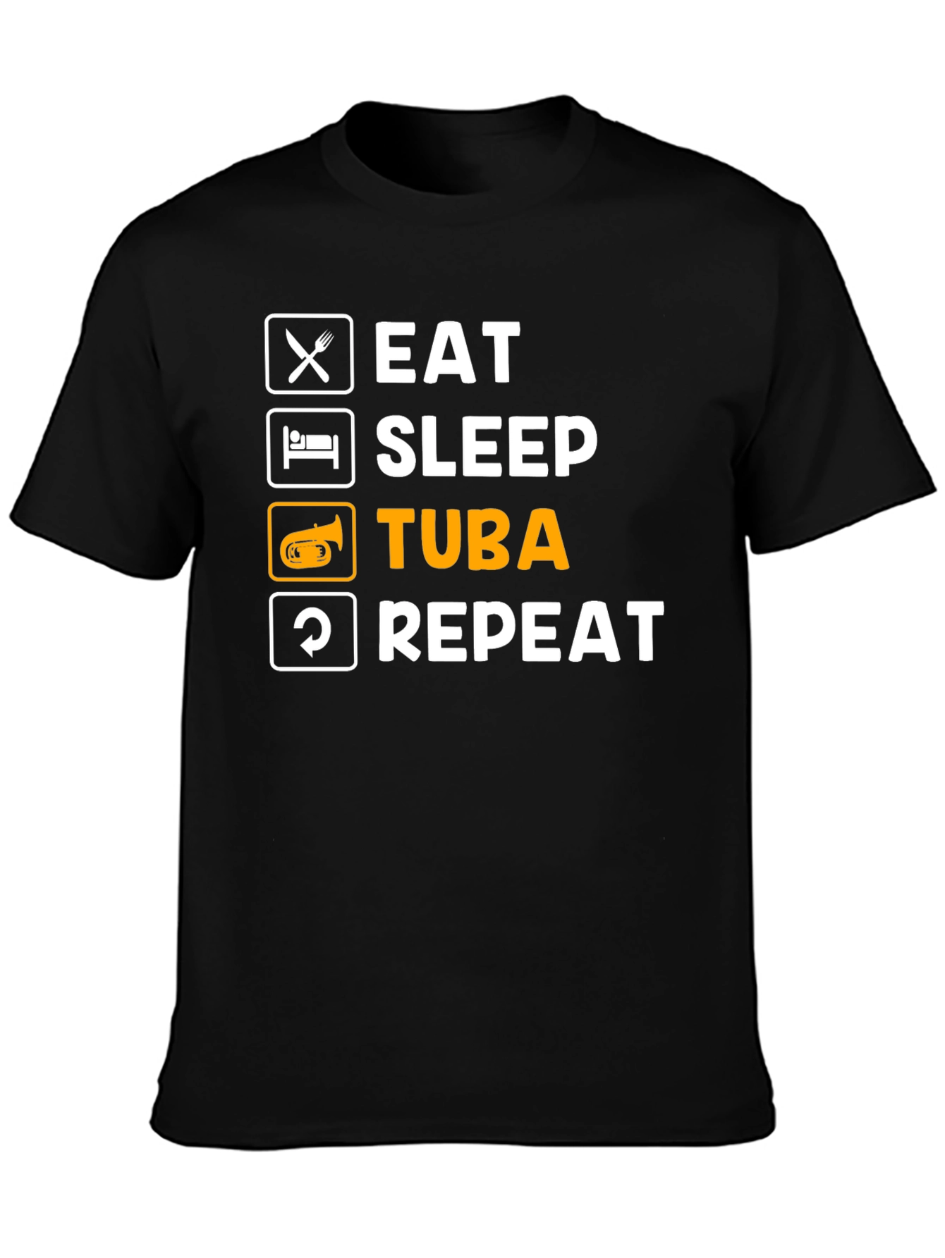 Eat Sleep Tuba Repeat Black T-Shirt