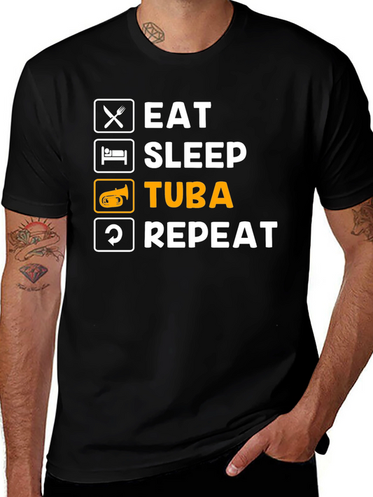 Eat Sleep Tuba Repeat Black T-Shirt