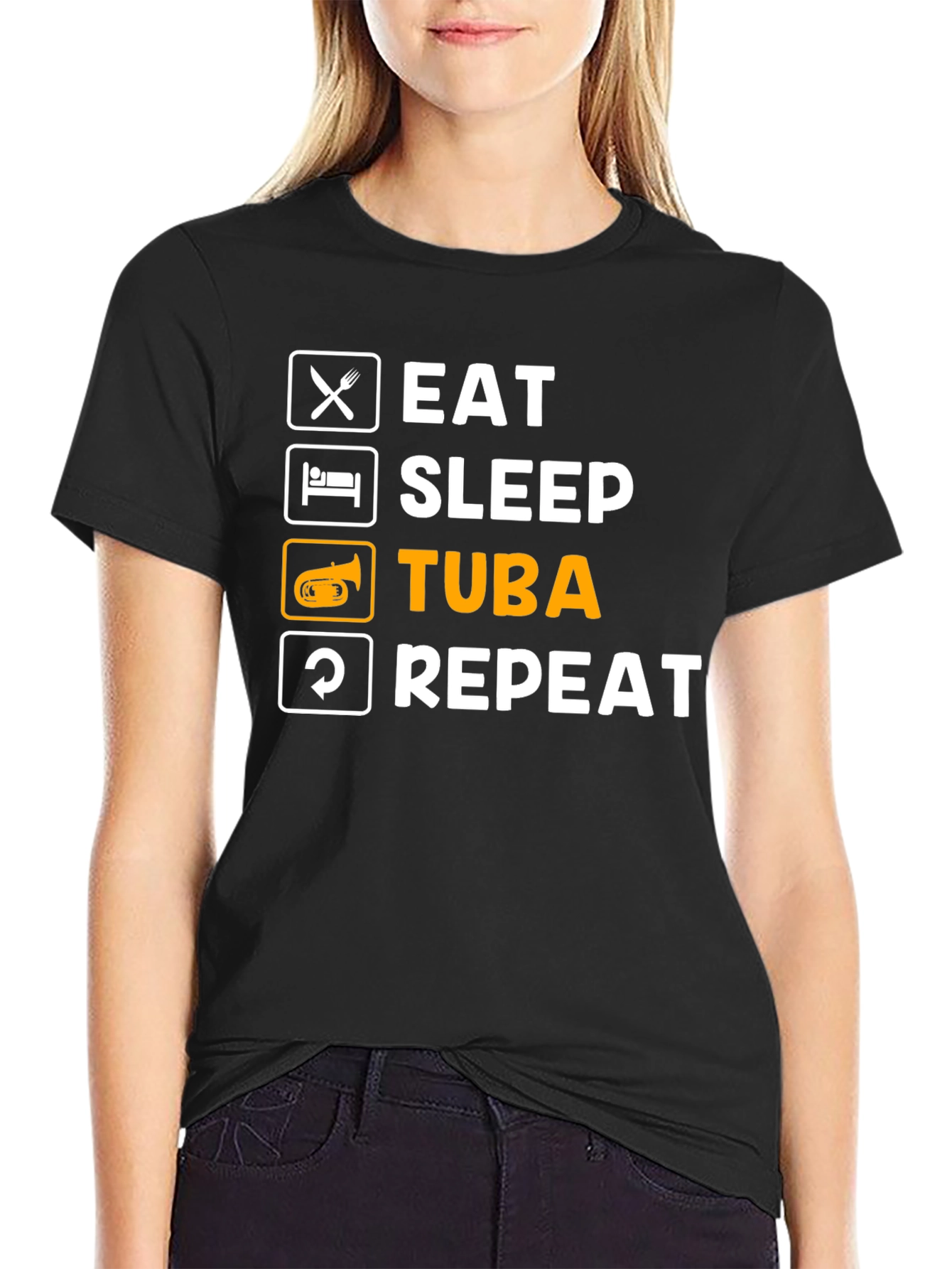 Eat Sleep Tuba Repeat Black T-Shirt