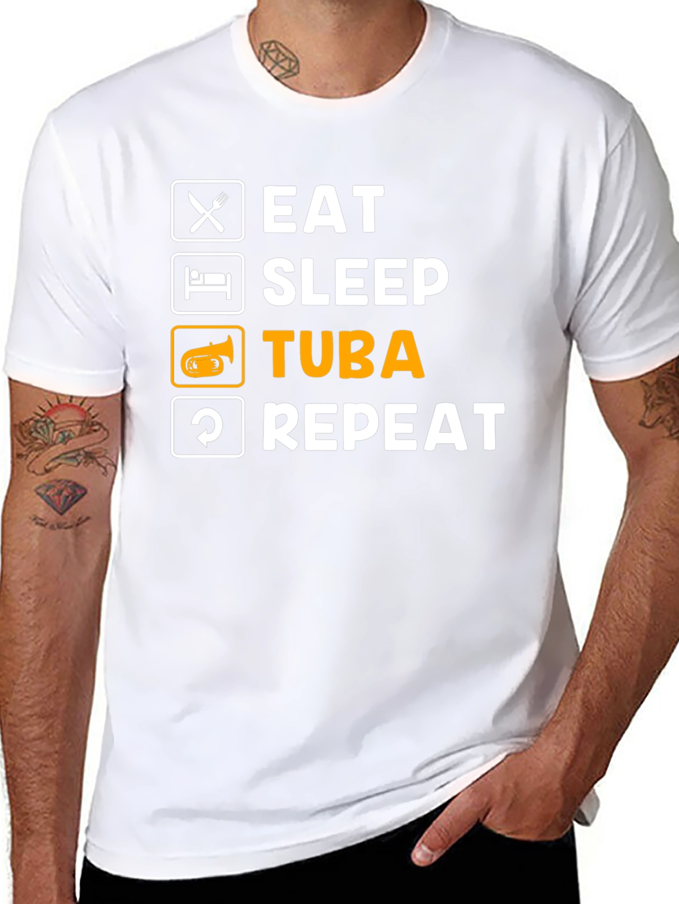 Eat Sleep Tuba Repeat Black T-Shirt