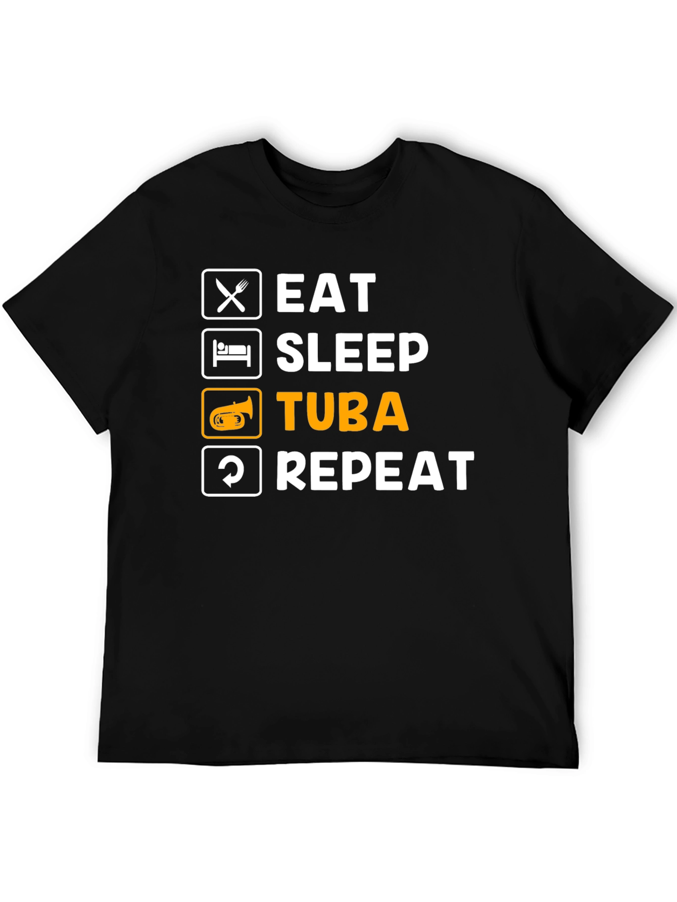 Eat Sleep Tuba Repeat Black T-Shirt