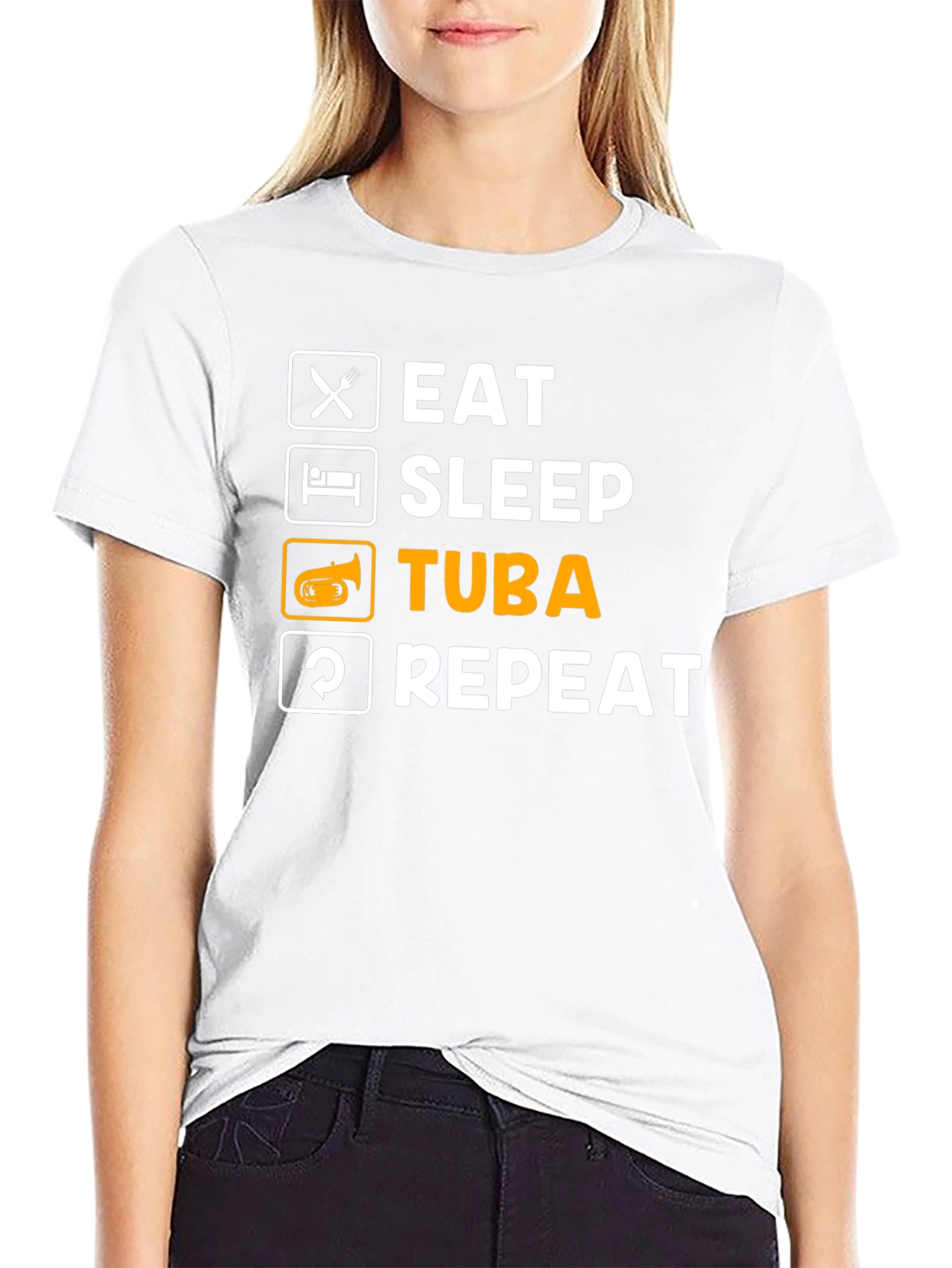 Eat Sleep Tuba Repeat Black T-Shirt
