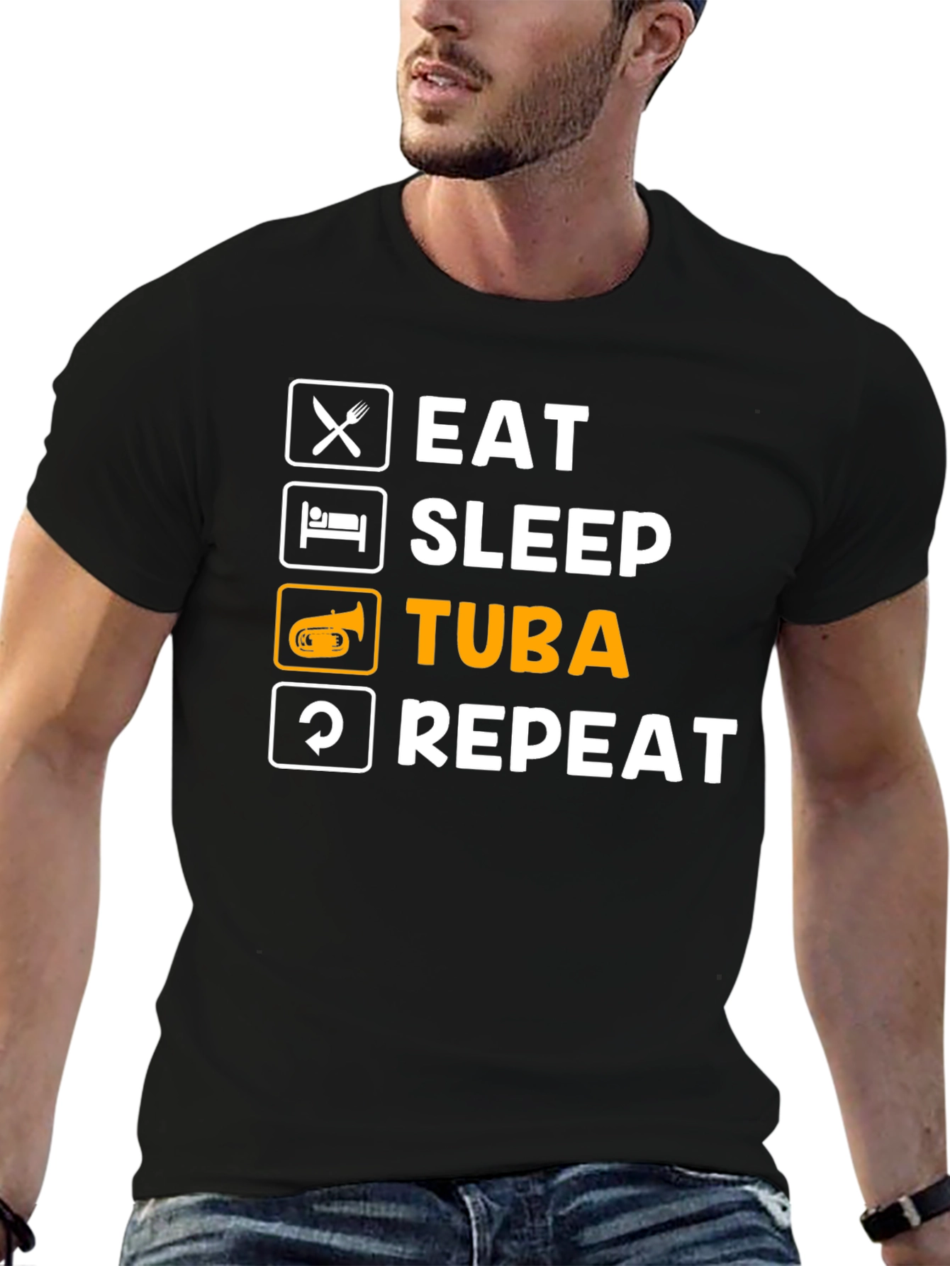 Eat Sleep Tuba Repeat Black T-Shirt